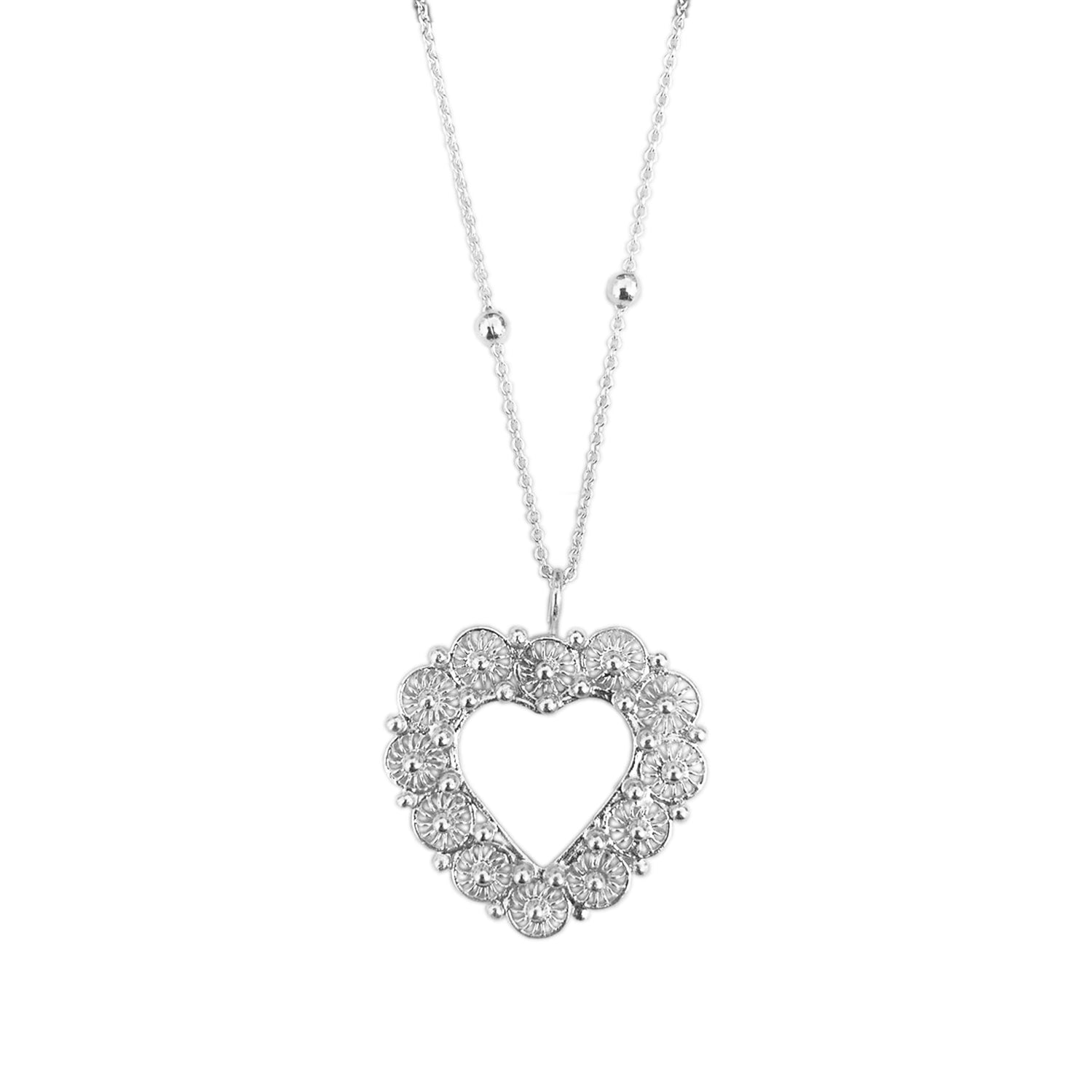 Milagros Heart Shape Silver Necklace