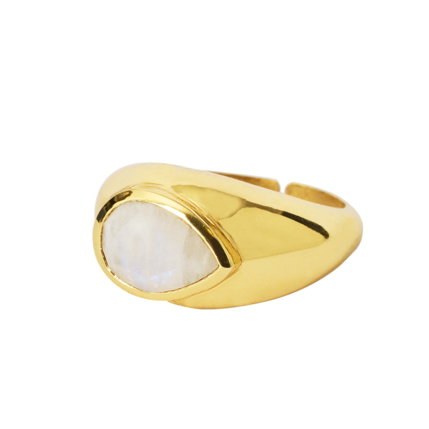 Milk Drop Rainbow Moonstone Gold Vermeil Gemstone Ring