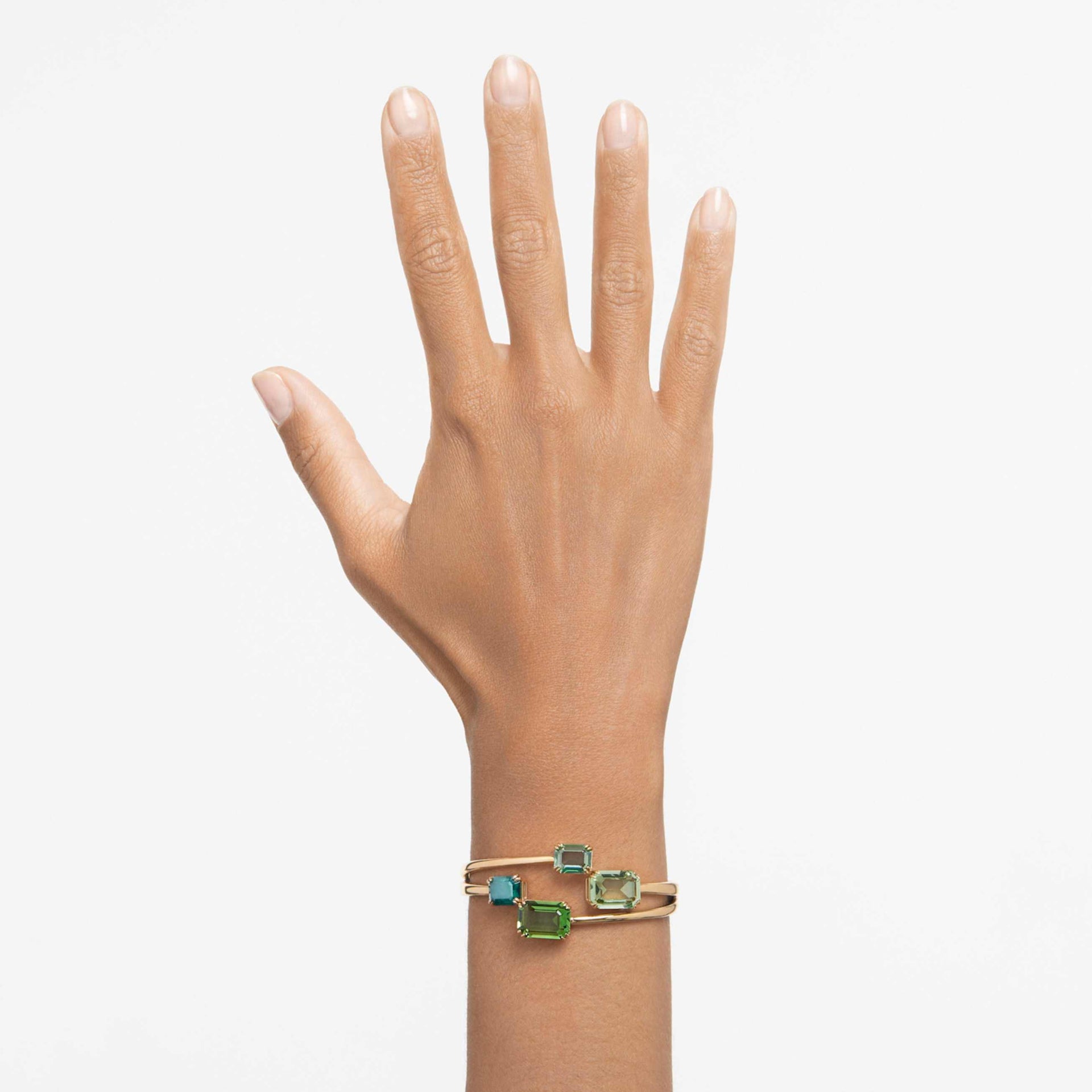MILLENIA BANGLE OCTAGON CUT GREEN GOLD TONE PLATED