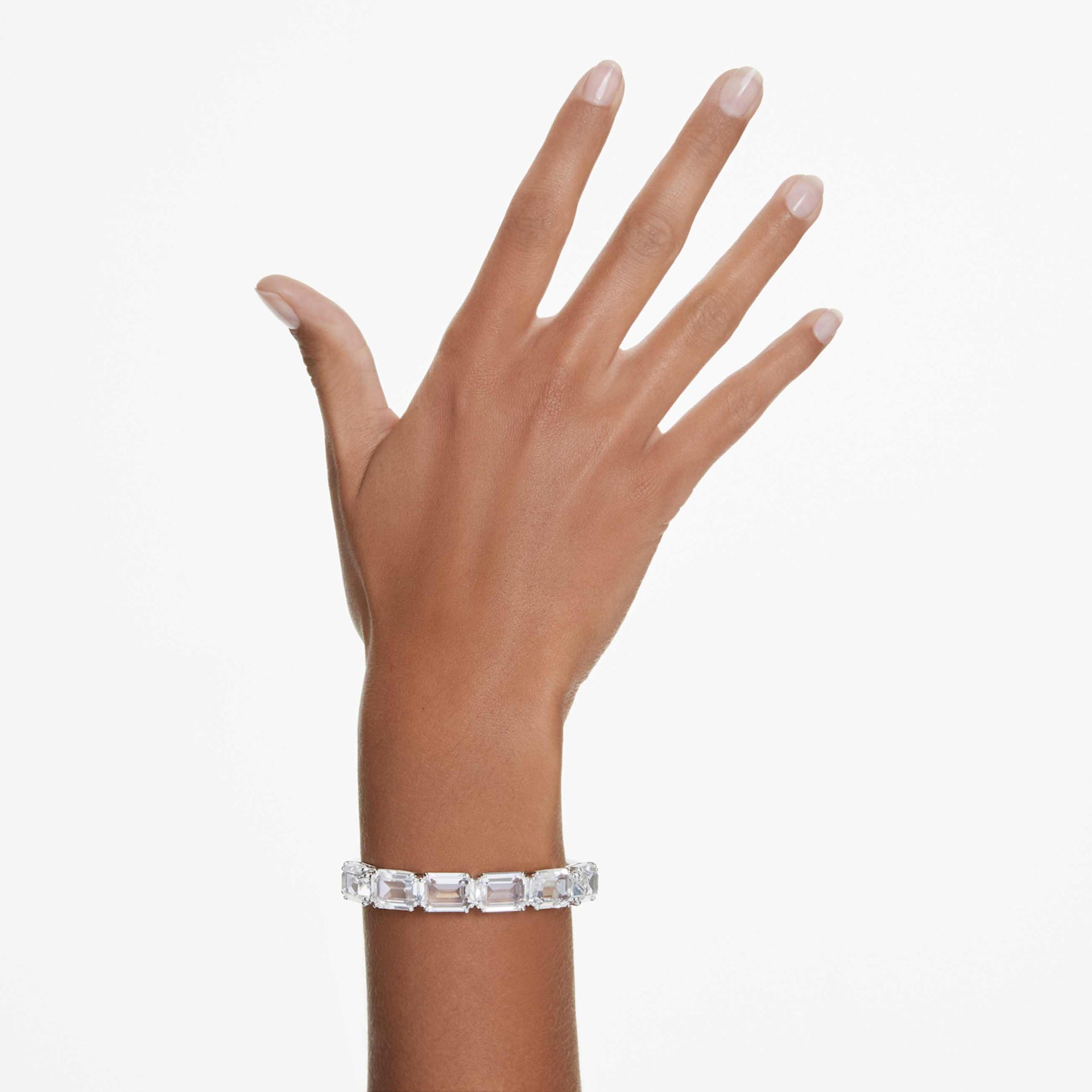 MILLENIA BANGLE OCTAGON CUT WHITE RHODIUM PLATED