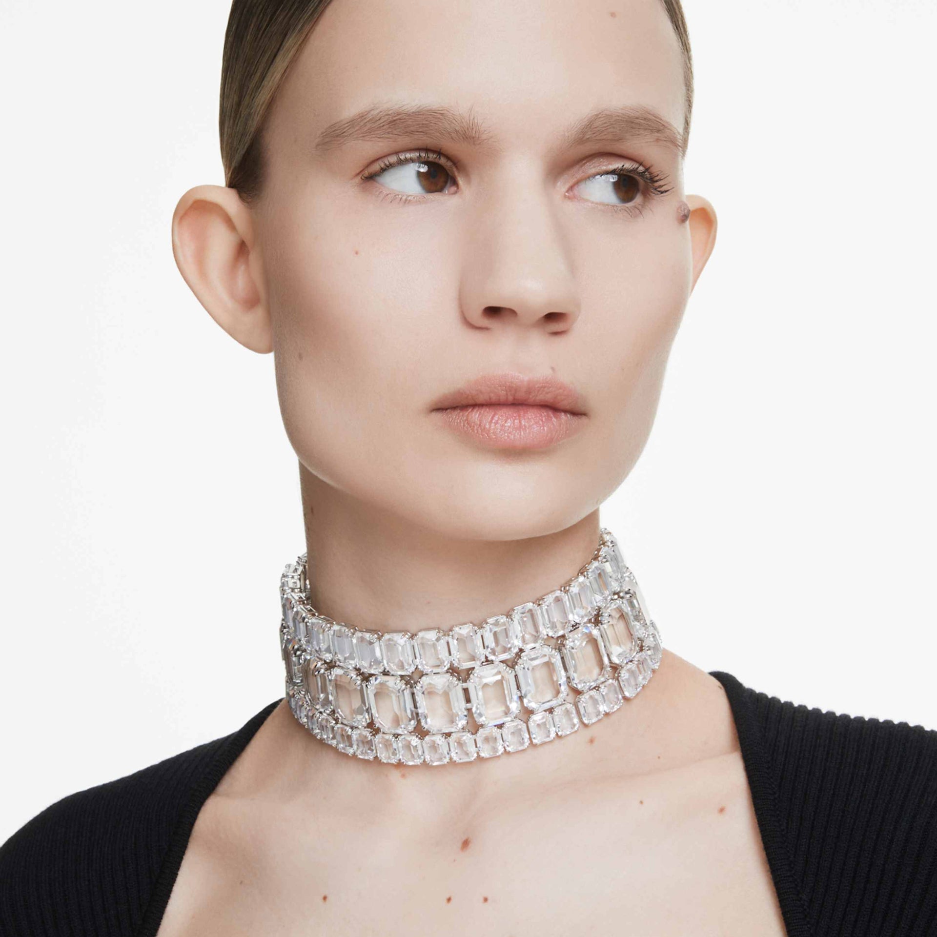 MILLENIA CHOKER OCTAGON CUT WHITE RHODIUM PLATED