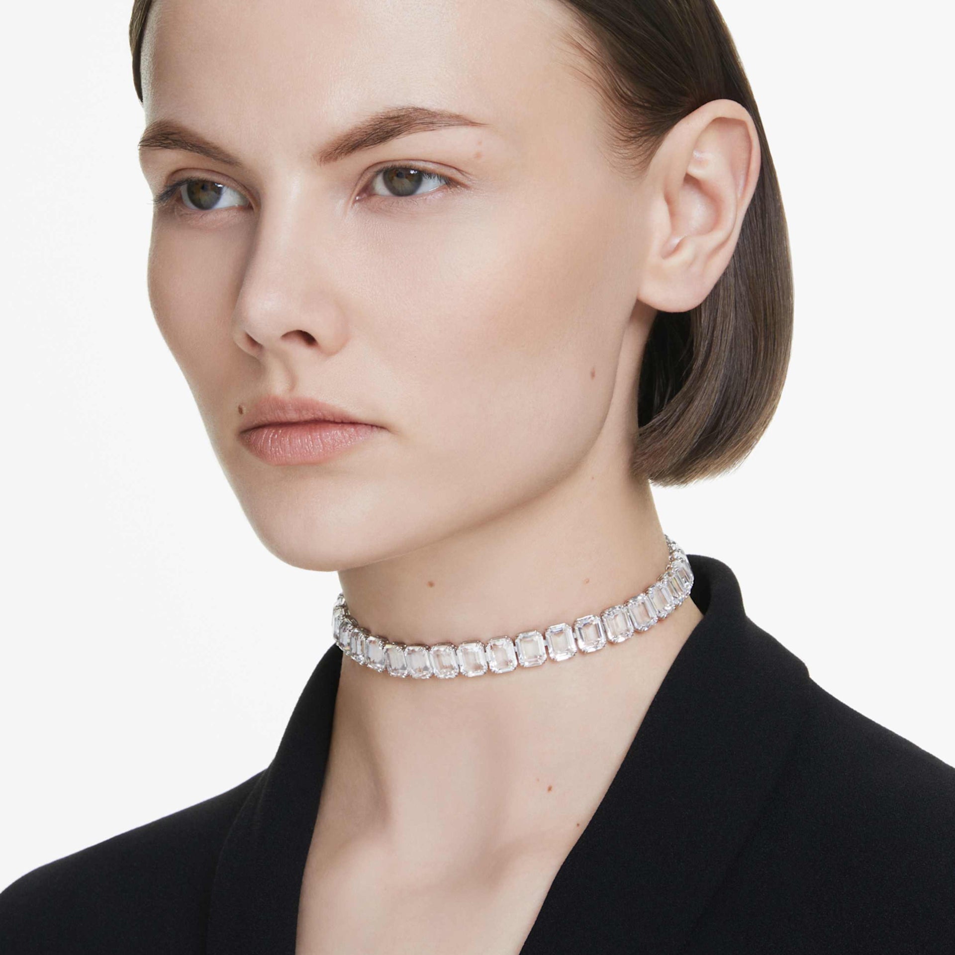 MILLENIA CHOKER OCTAGON CUT WHITE RHODIUM PLATED