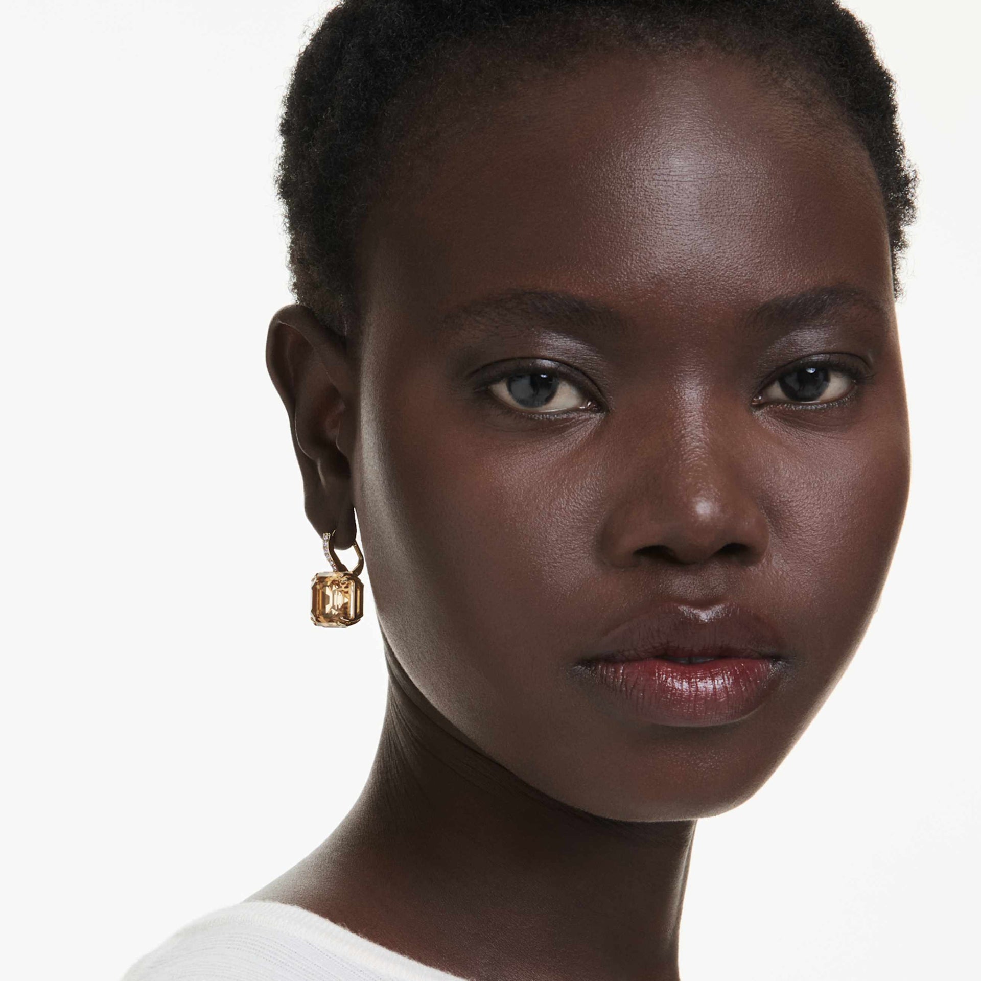 MILLENIA DROP EARRINGS MIXED CUTS CARAMEL GOLD TONE PLATED