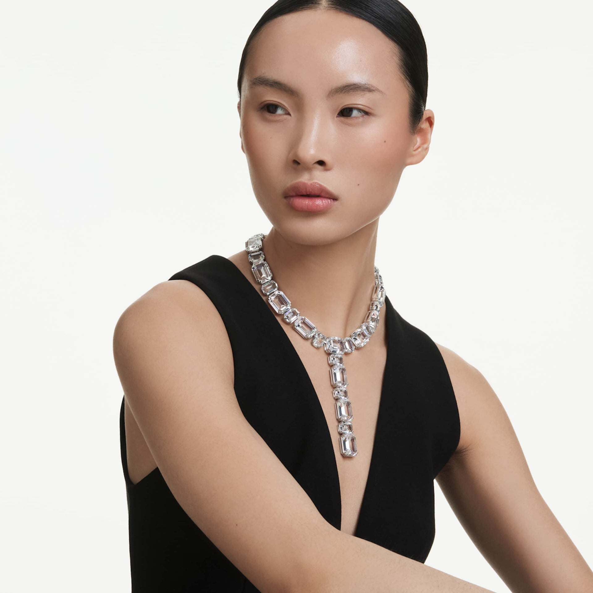 MILLENIA NECKLACE MIXED CUTS WHITE RHODIUM PLATED