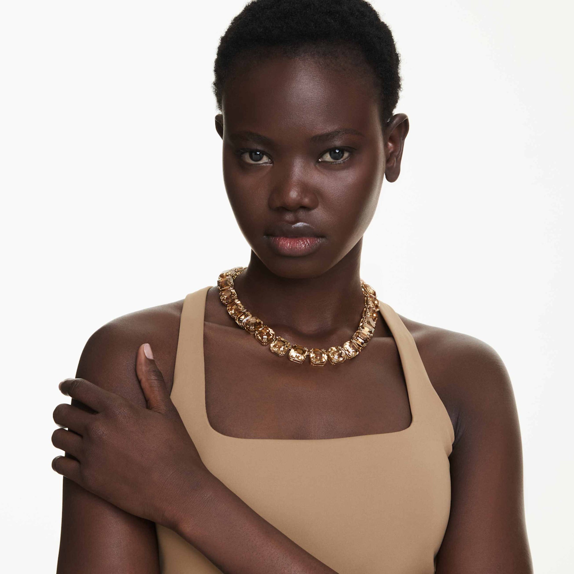 MILLENIA NECKLACE OCTAGON CUT CARAMEL GOLD TONE PLATED