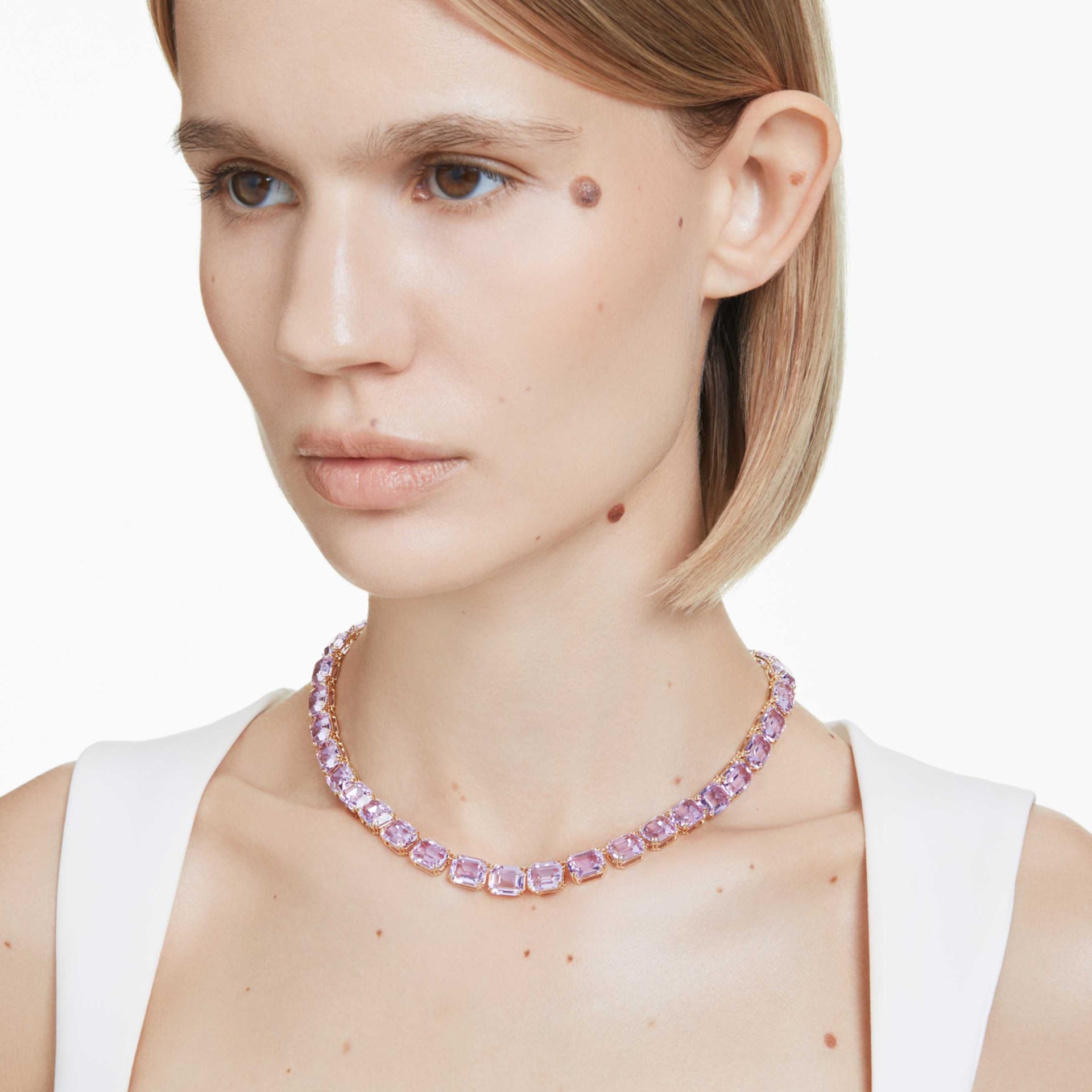 MILLENIA NECKLACE OCTAGON CUT PURPLE GOLD TONE PLATED