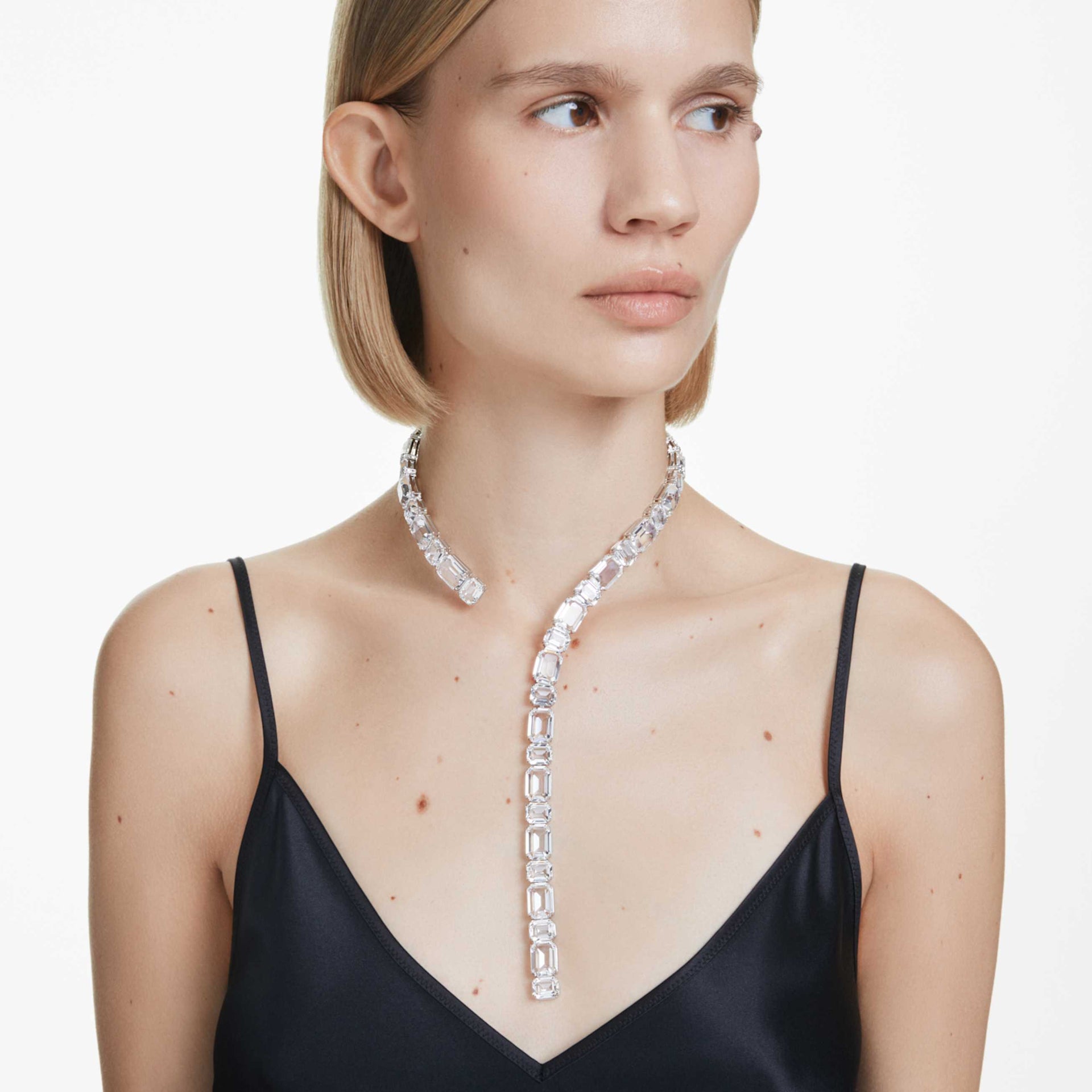 MILLENIA NECKLACE OCTAGON CUT WHITE RHODIUM PLATED
