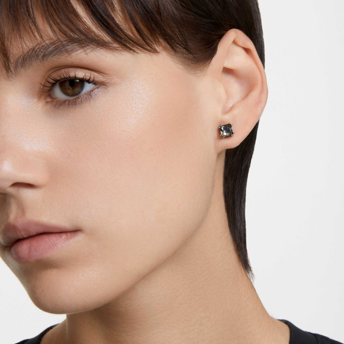 MILLENIA STUD EARRINGS SQUARE CUT BLACK RUTHENIUM PLATED