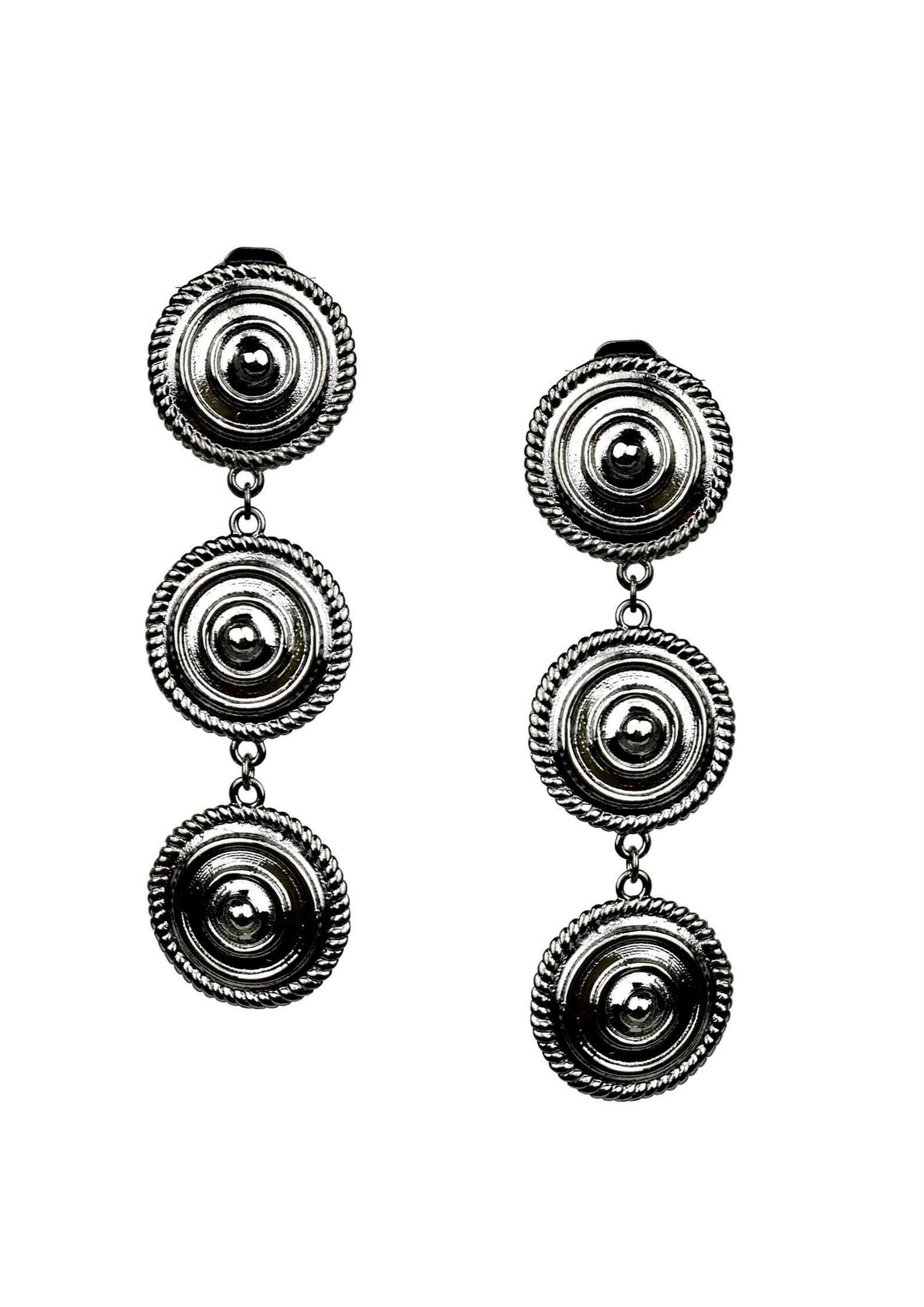 Minerva Black Clip Earrings