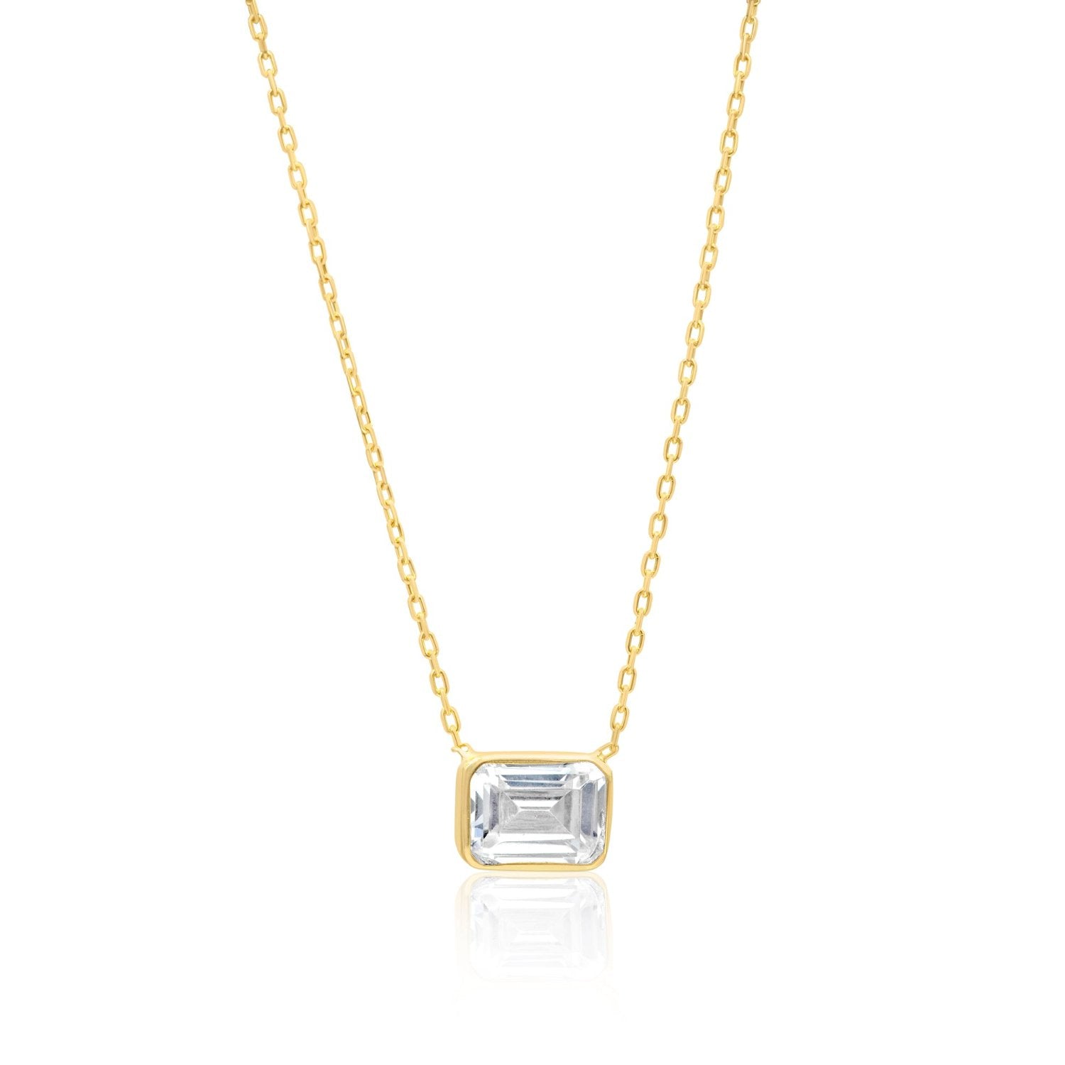 Mini Bezel Solitaire Necklace - Emerald Gold