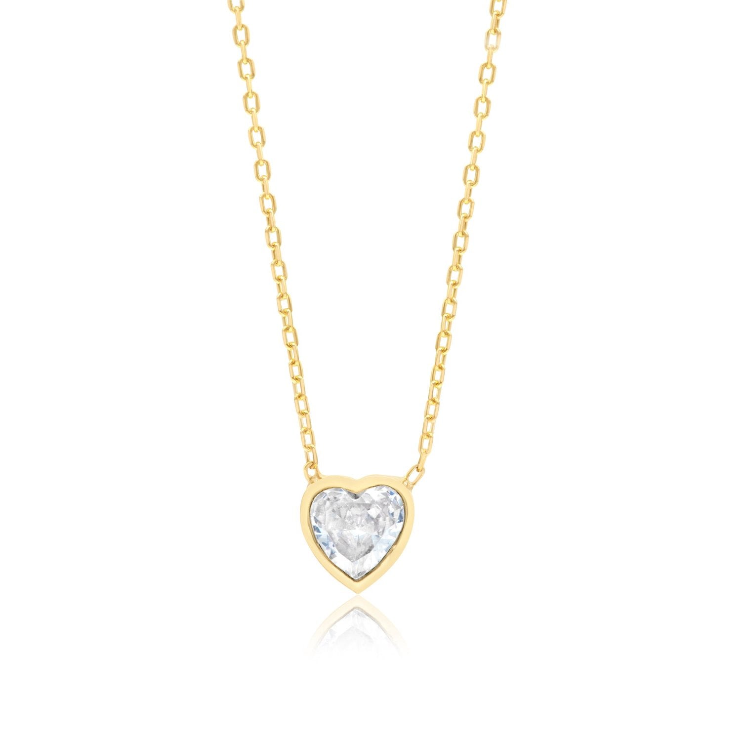 Mini Bezel Solitaire Necklace - Gold Heart