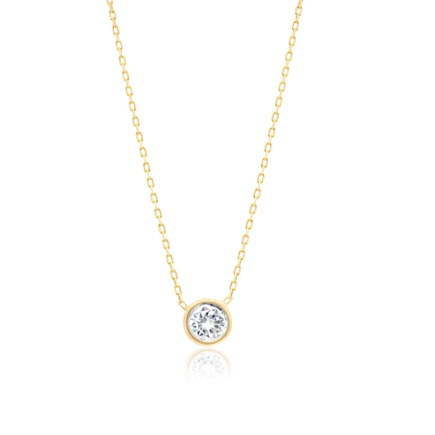 Mini Bezel Solitaire Necklace - Round Gold