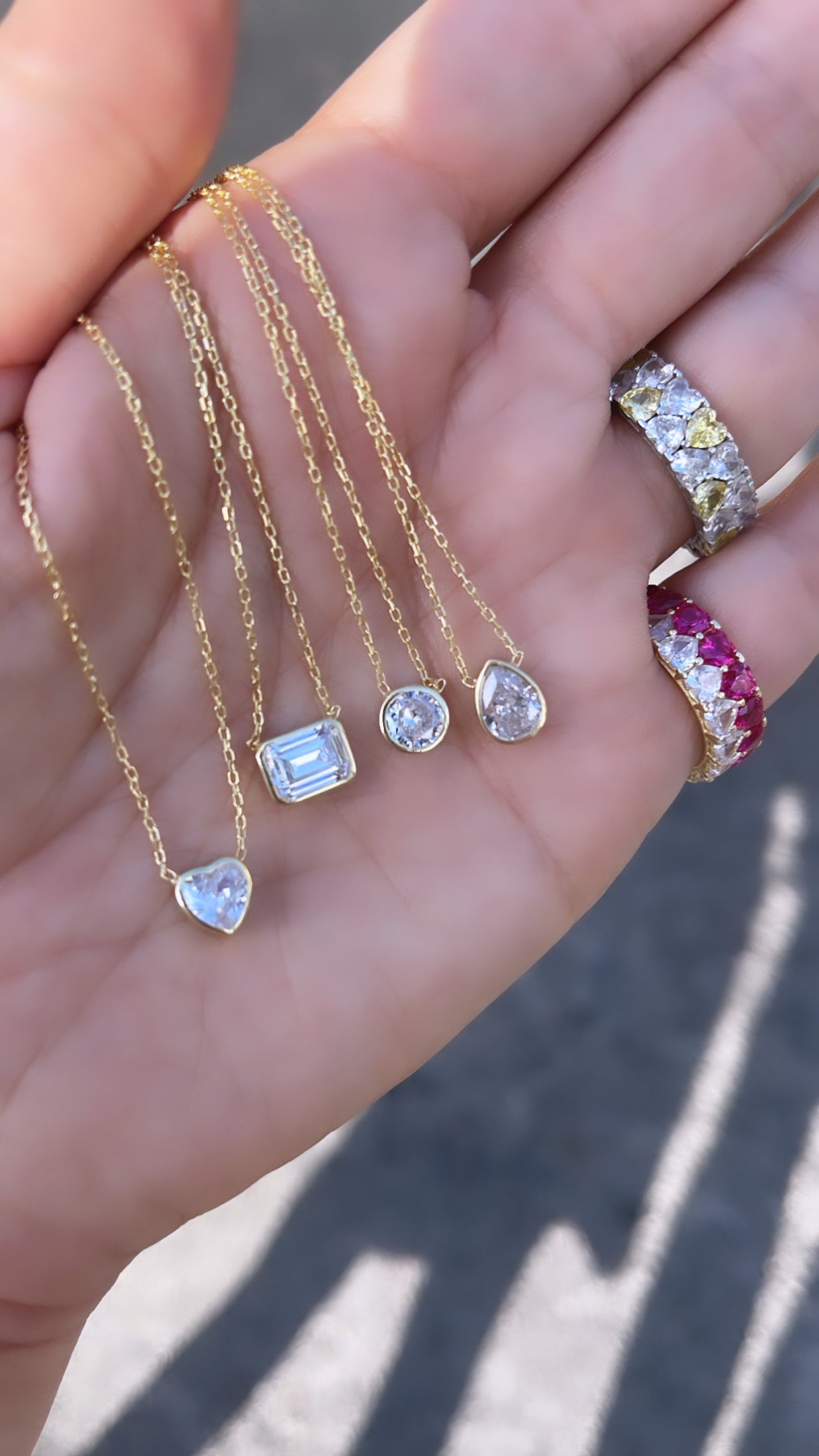 Mini Bezel Solitaire Necklace - Gold Heart