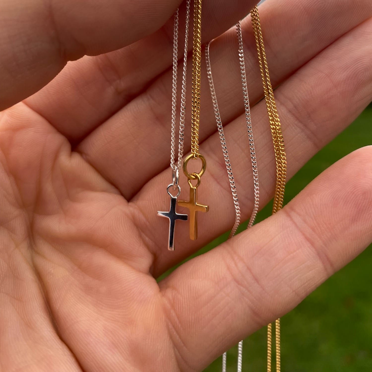 Mini Cross Necklace Gold Vermeil