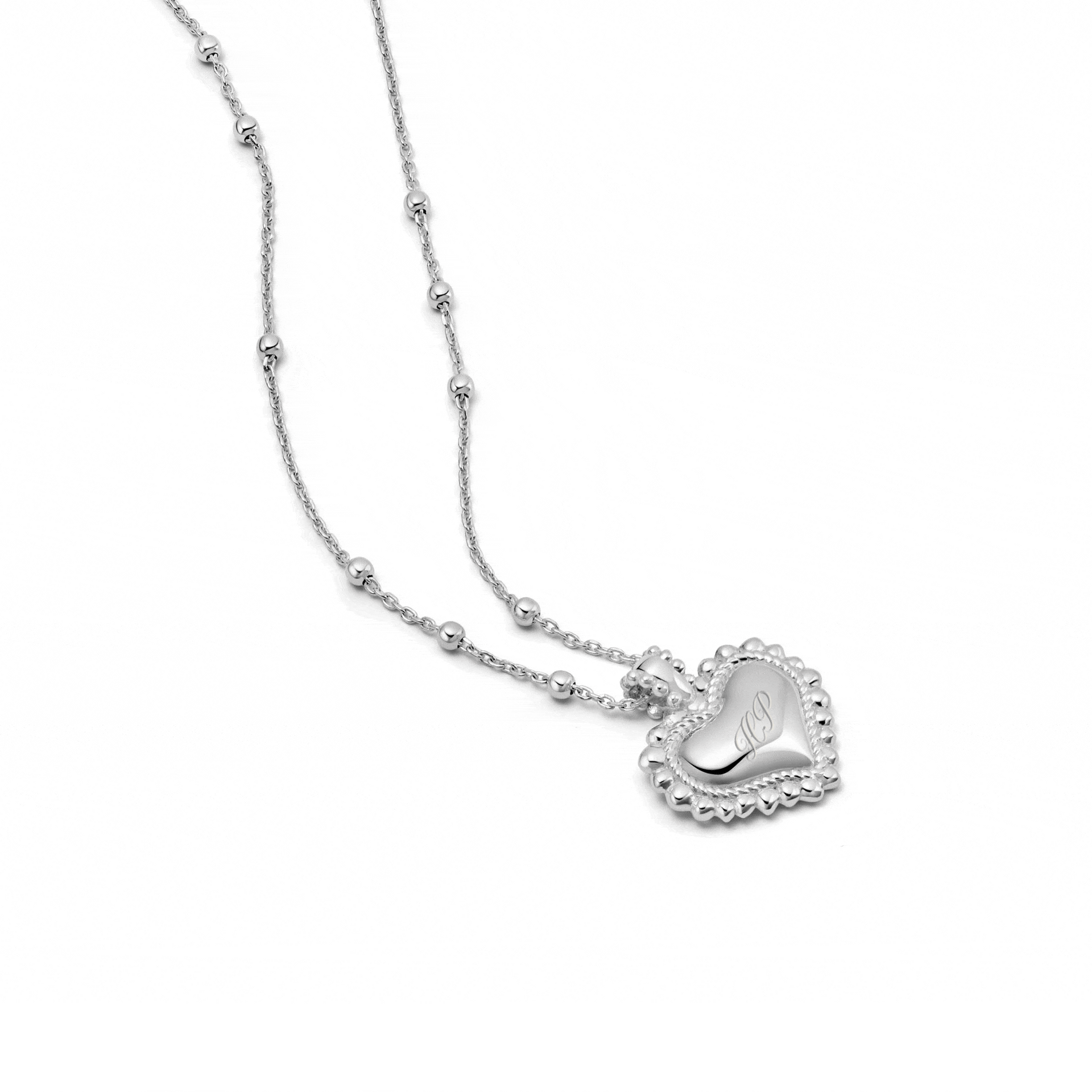 Mini Engravable Bobble Heart Necklace Sterling Silver
