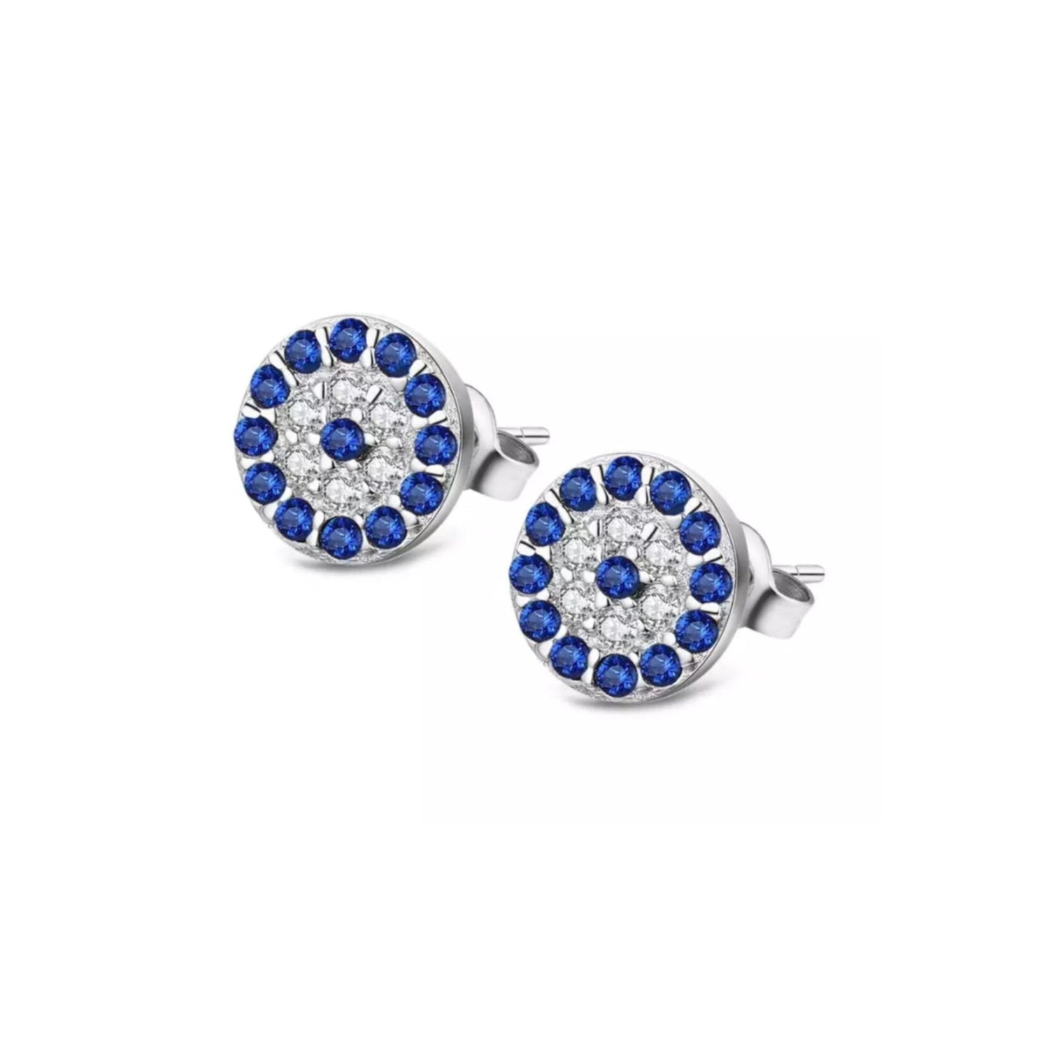 Mini Evil Eye Stud Earring In Sterling Silver