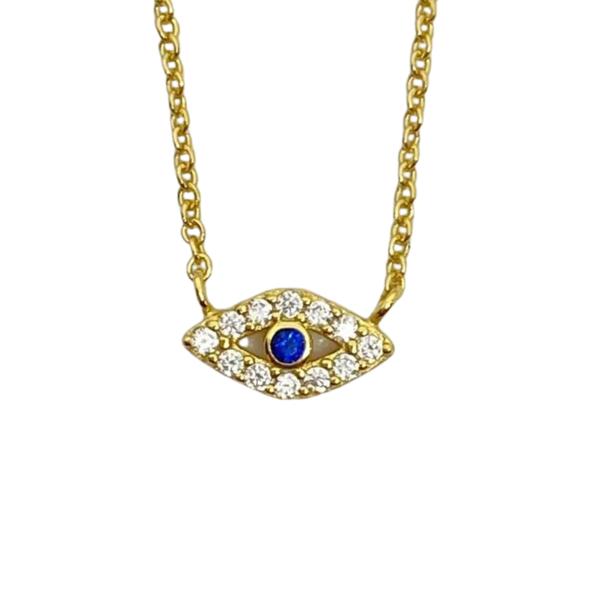 Mini Pave Evil Eye Gold Necklace