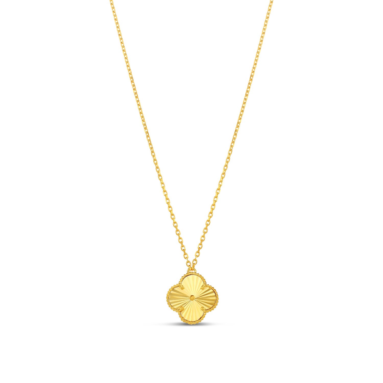 Mini Fluted Clover Necklace - Gold