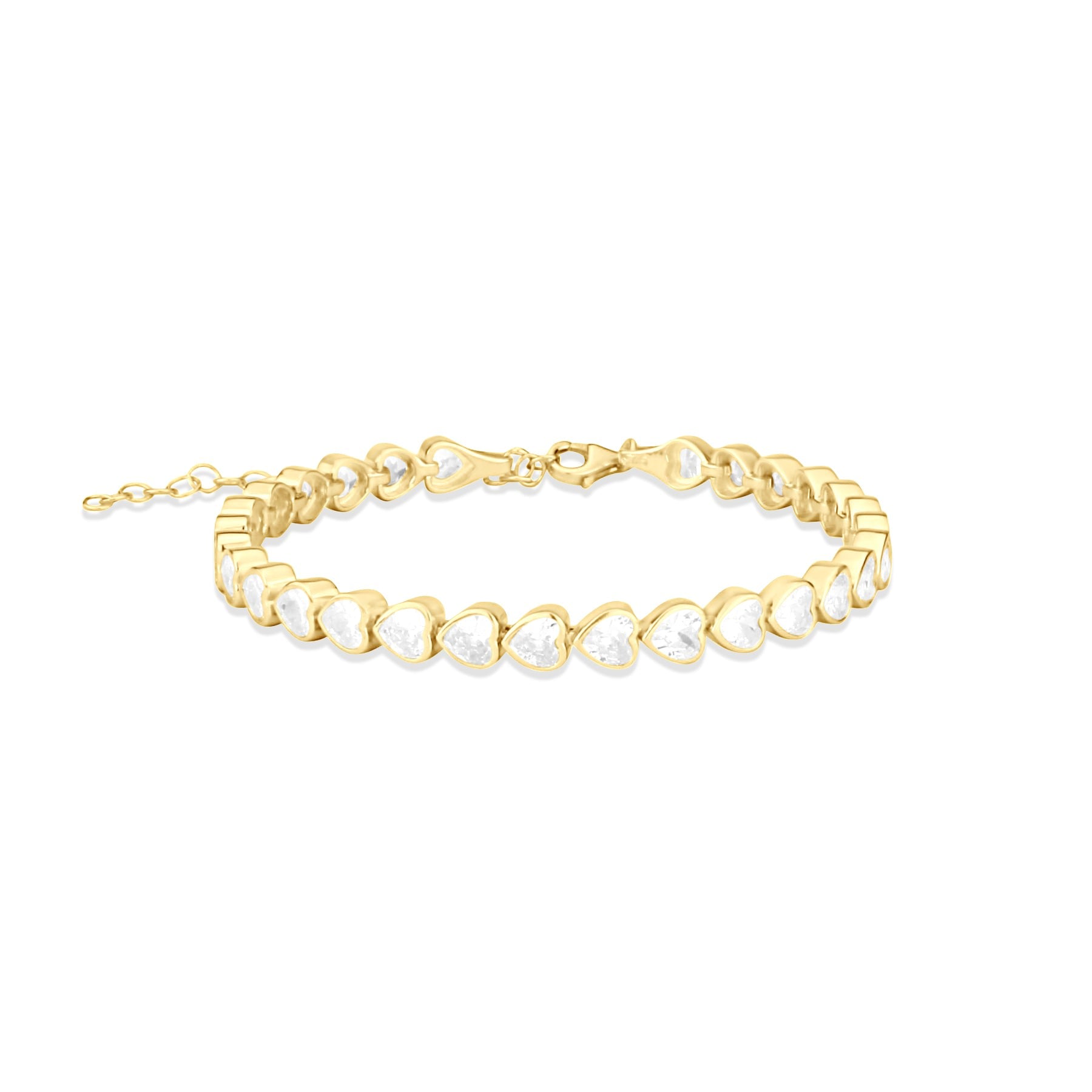 Mini Heart Bezel-Set Tennis Bracelet - Gold
