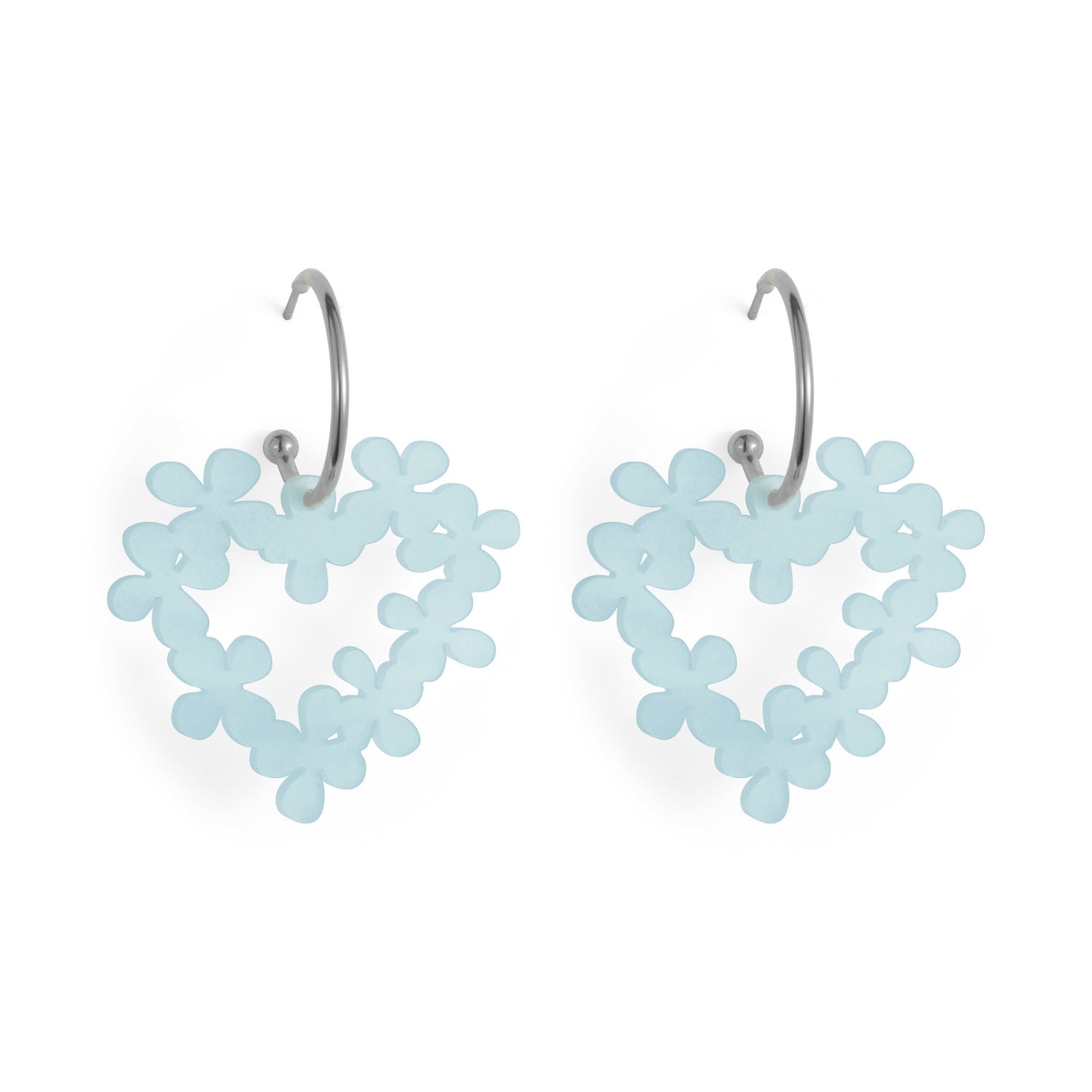 Mini Hearts In Flowers - Island Blue & Silver