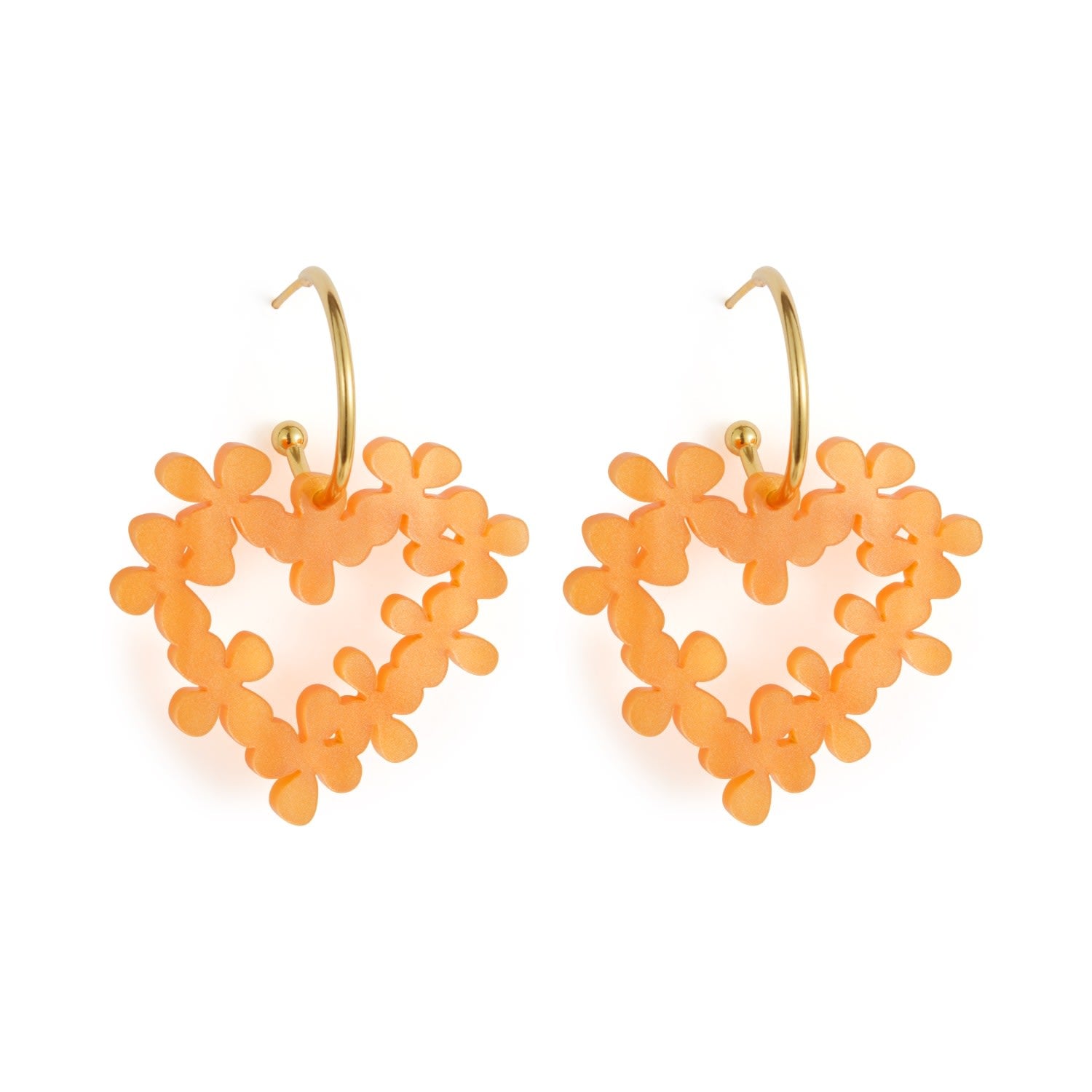 Mini Hearts In Flowers - Orange & Gold Vermeil