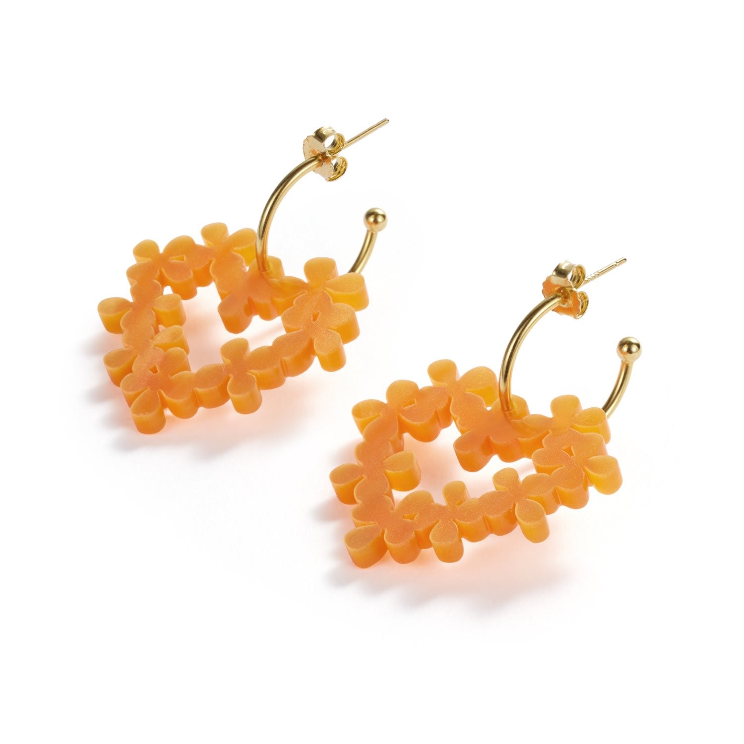Mini Hearts In Flowers - Orange & Gold Vermeil