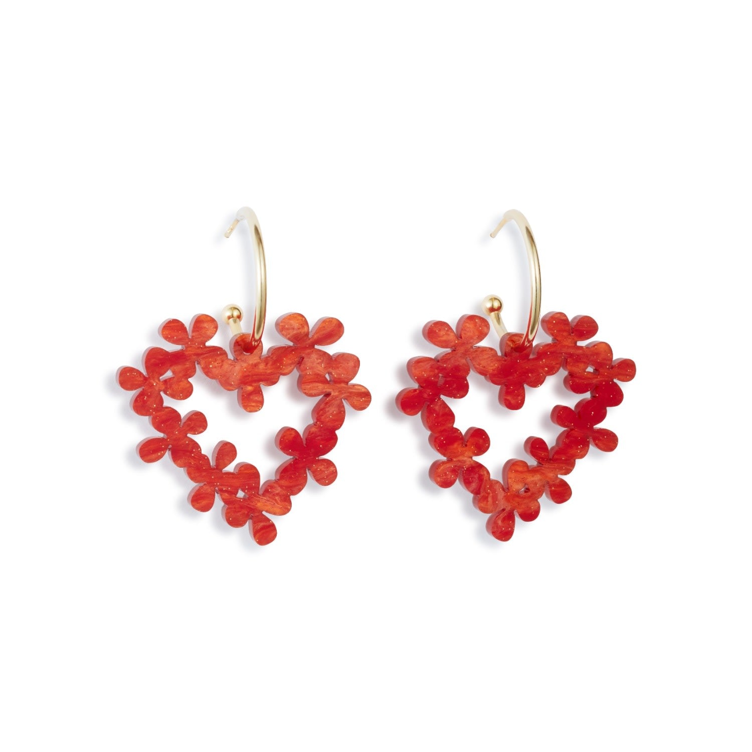 Mini Hearts In Flowers - Sienna & Gold Vermeil