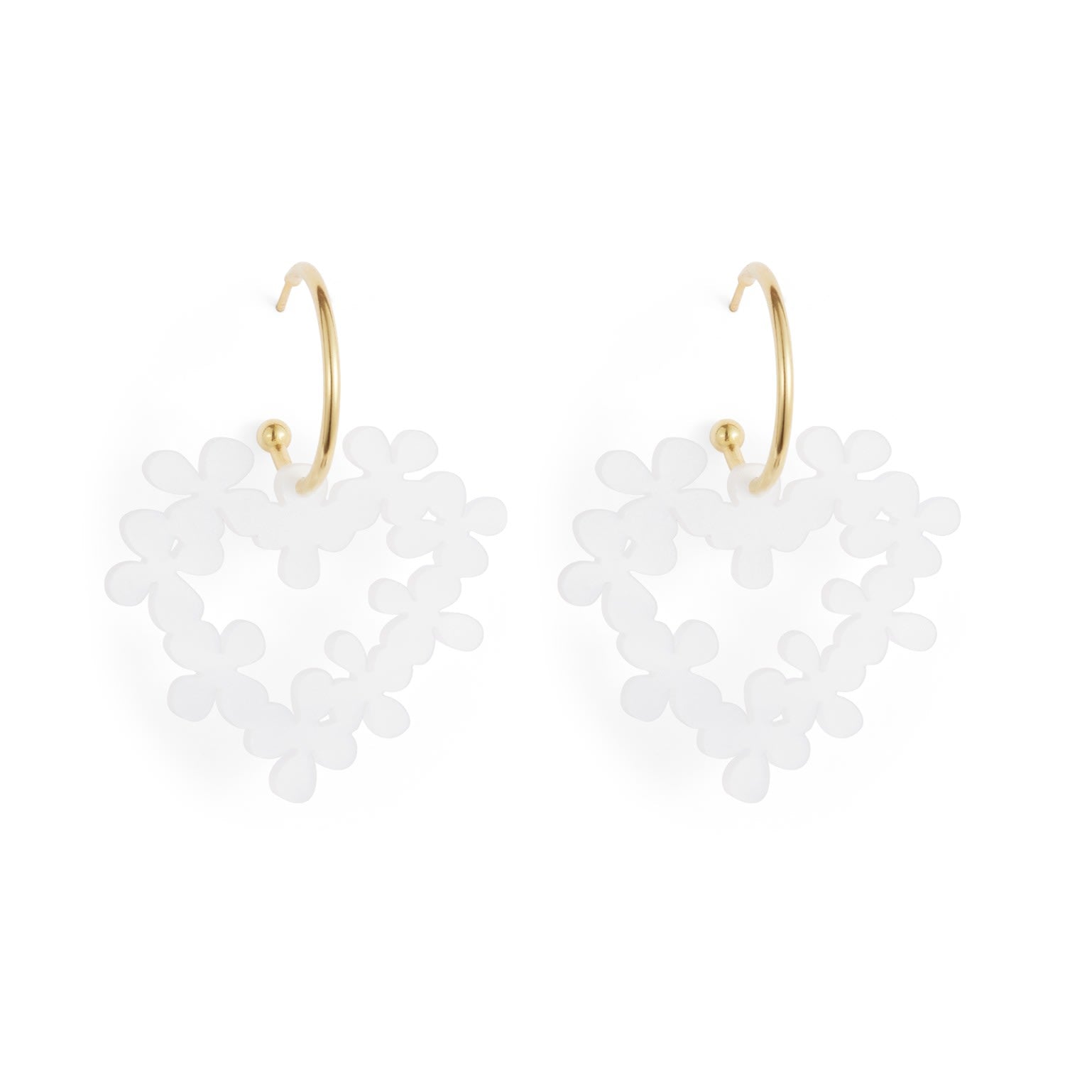 Mini Hearts In Flowers - White & Gold Vermeil
