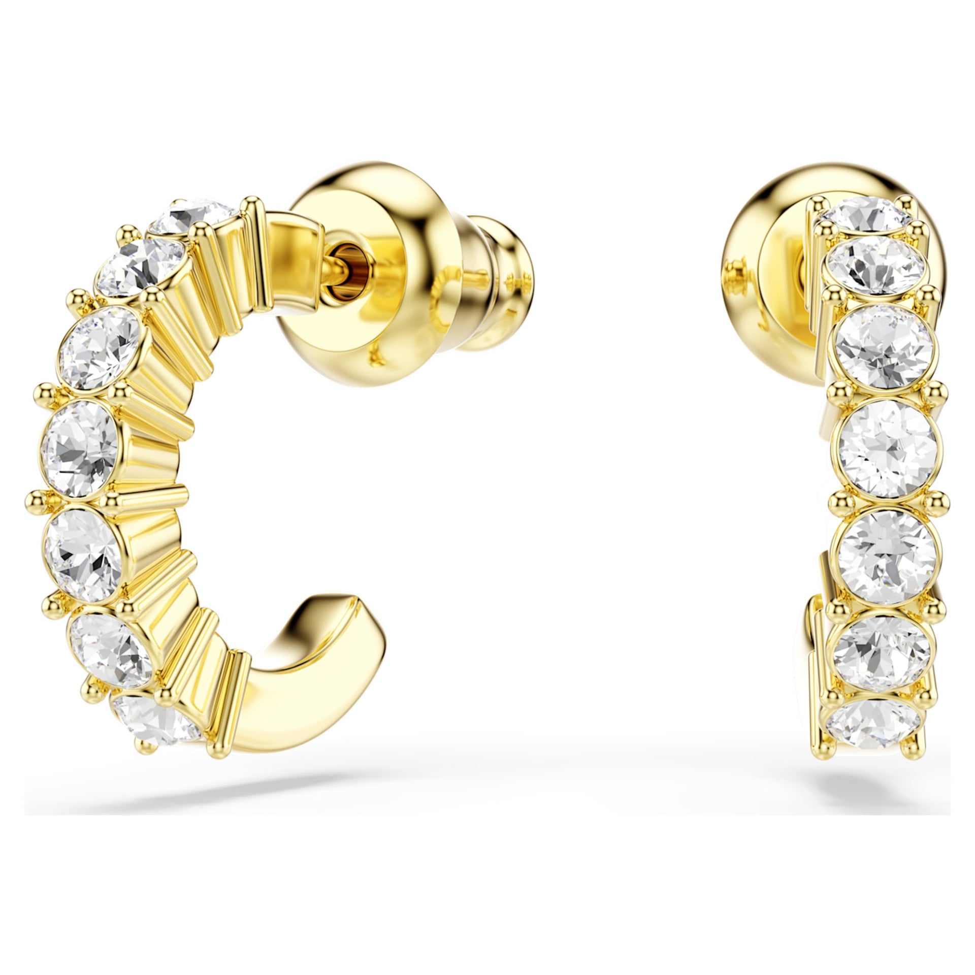MINI HOOP EARRINGS ROUND CUT WHITE GOLD TONE PLATED