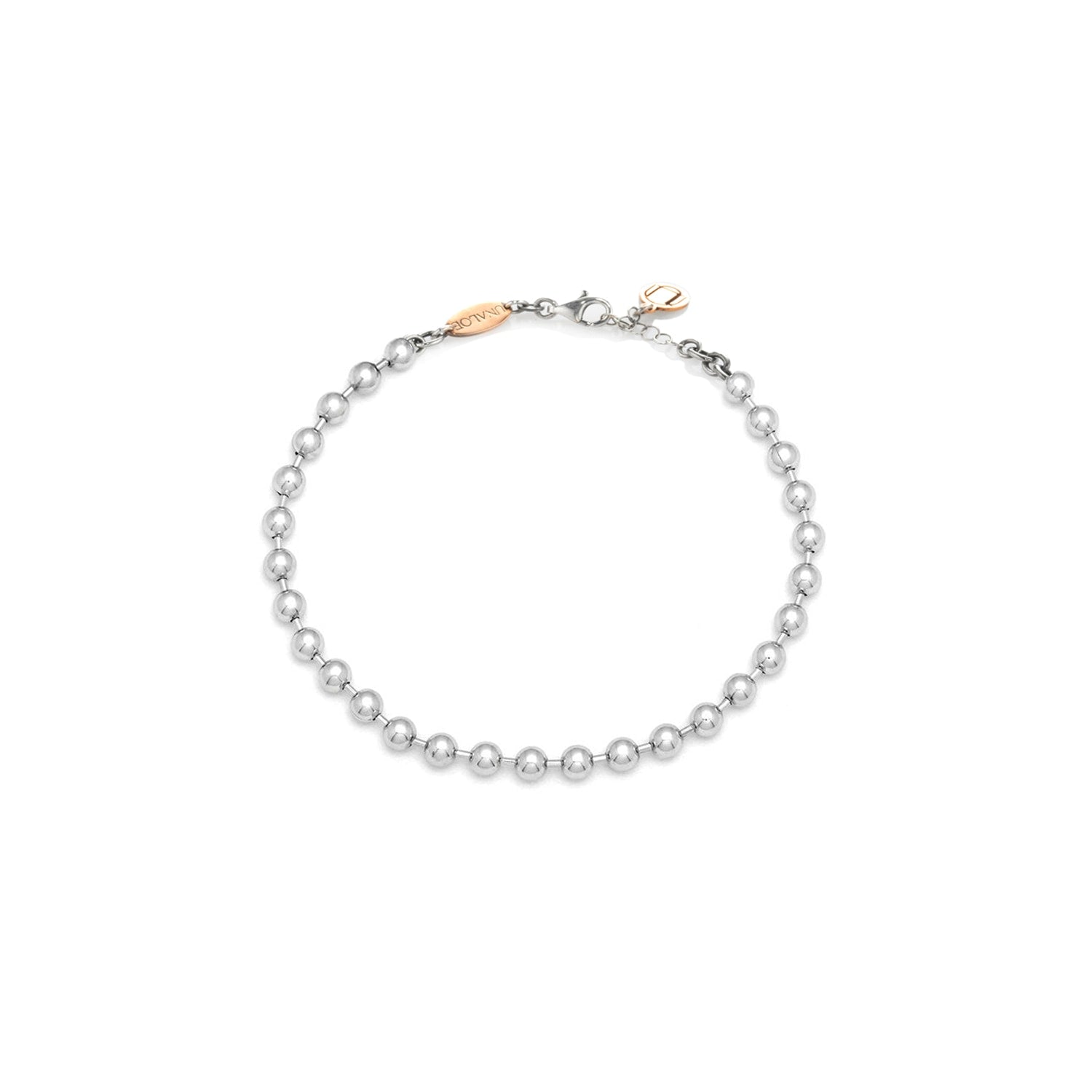 Mini Light Bubbles In Sterling Silver Bracelet With Unaloe Rose Gold Monogram