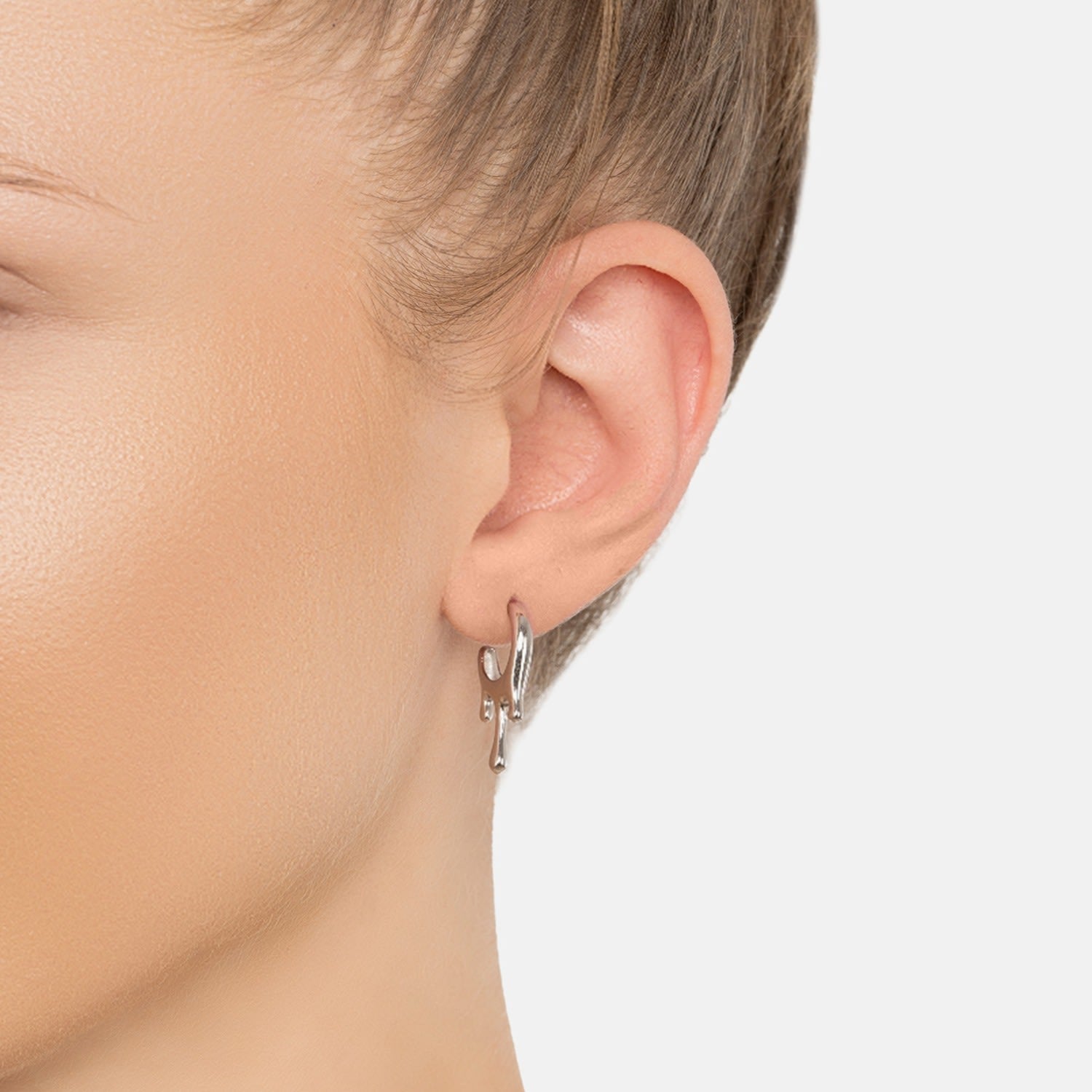 Mini Magma Hoop Earrings Silver