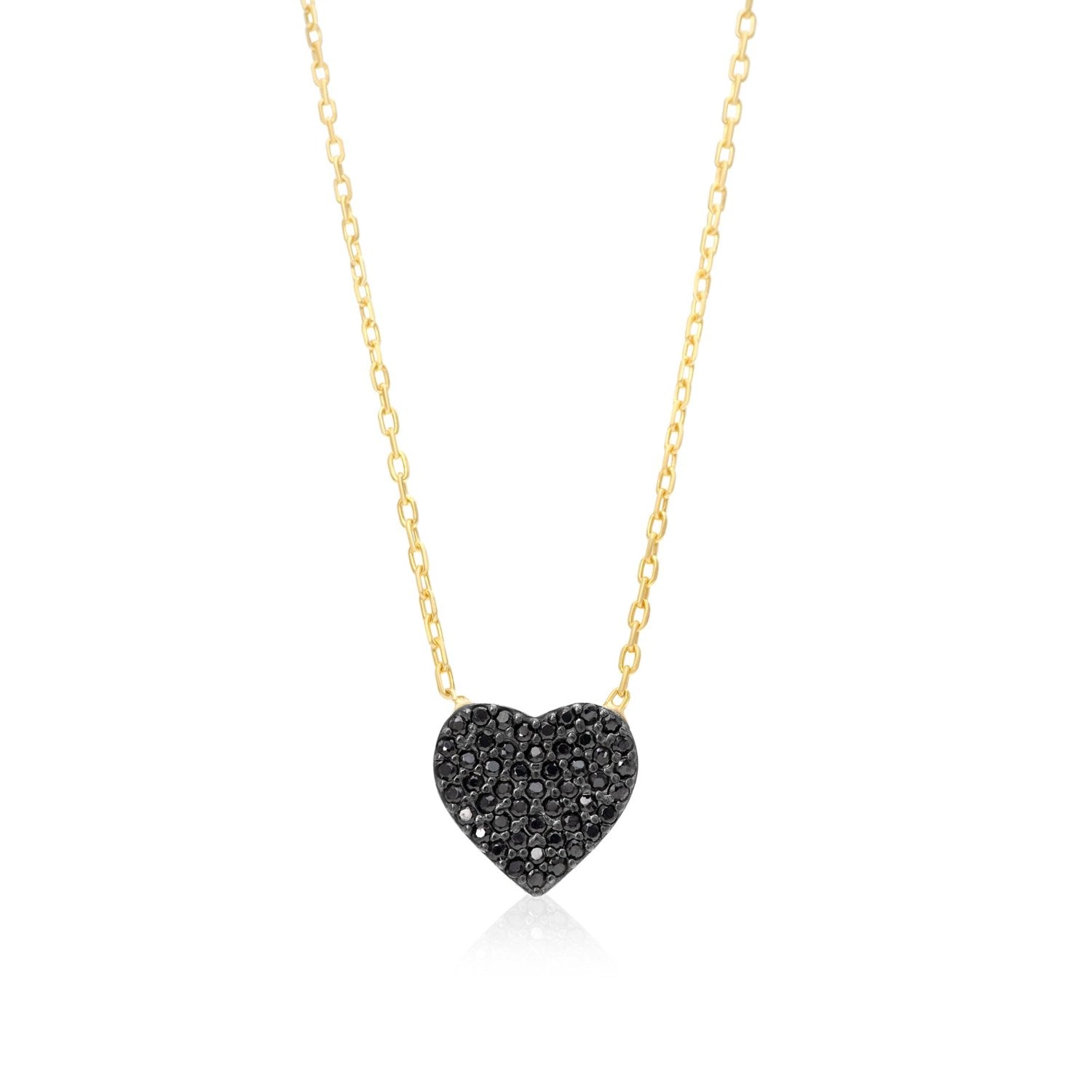 Mini Pave Heart Necklace - Black