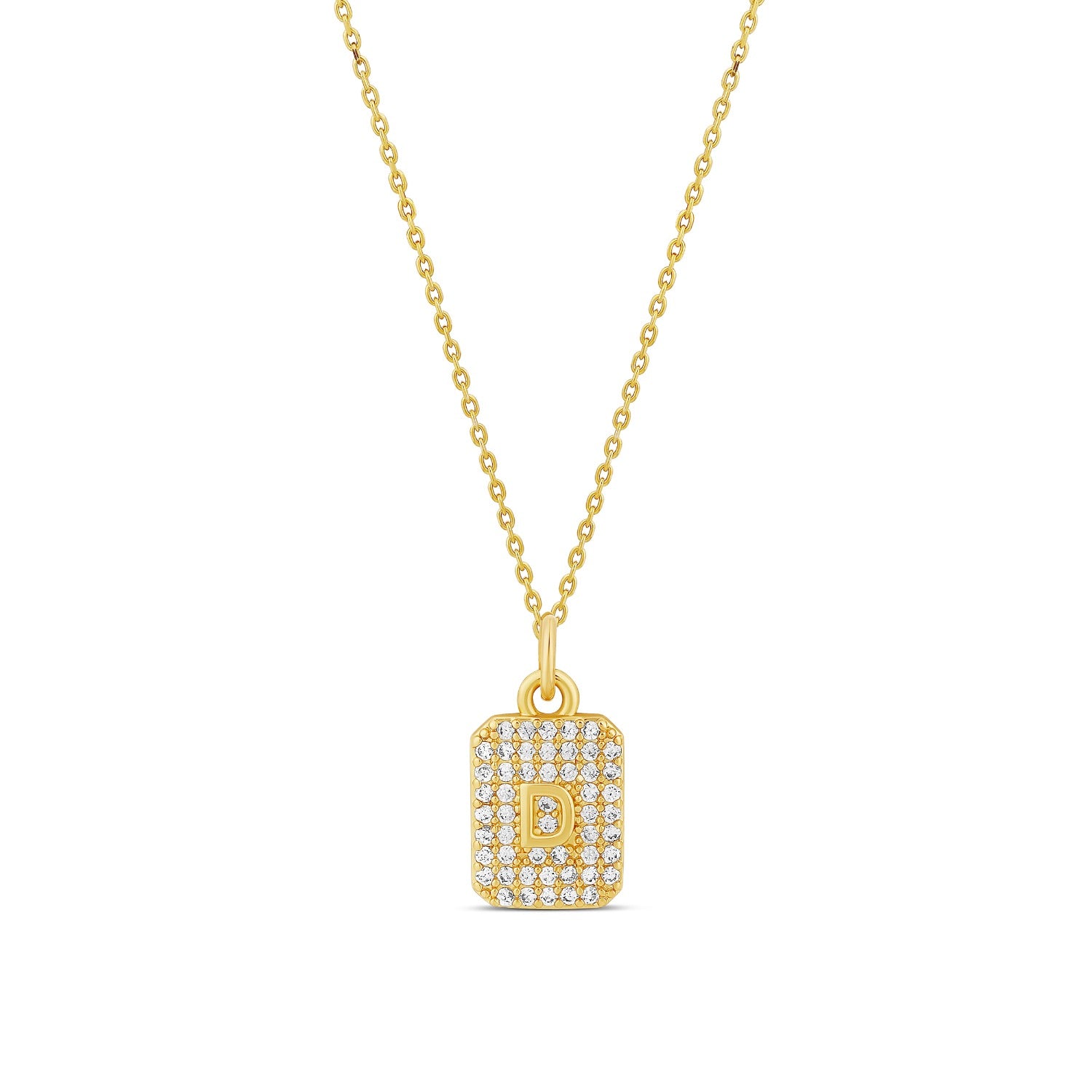 Mini Pave Initial Medallion - Gold