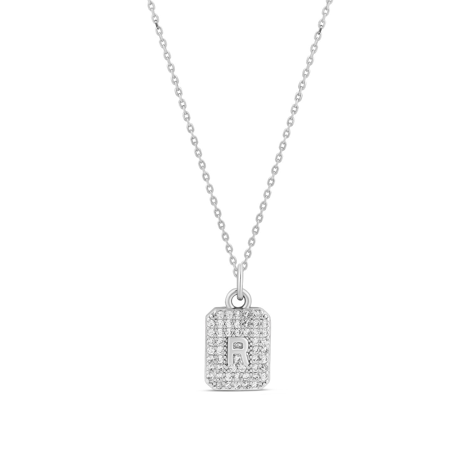 Mini Pave Initial Medallion - Silver