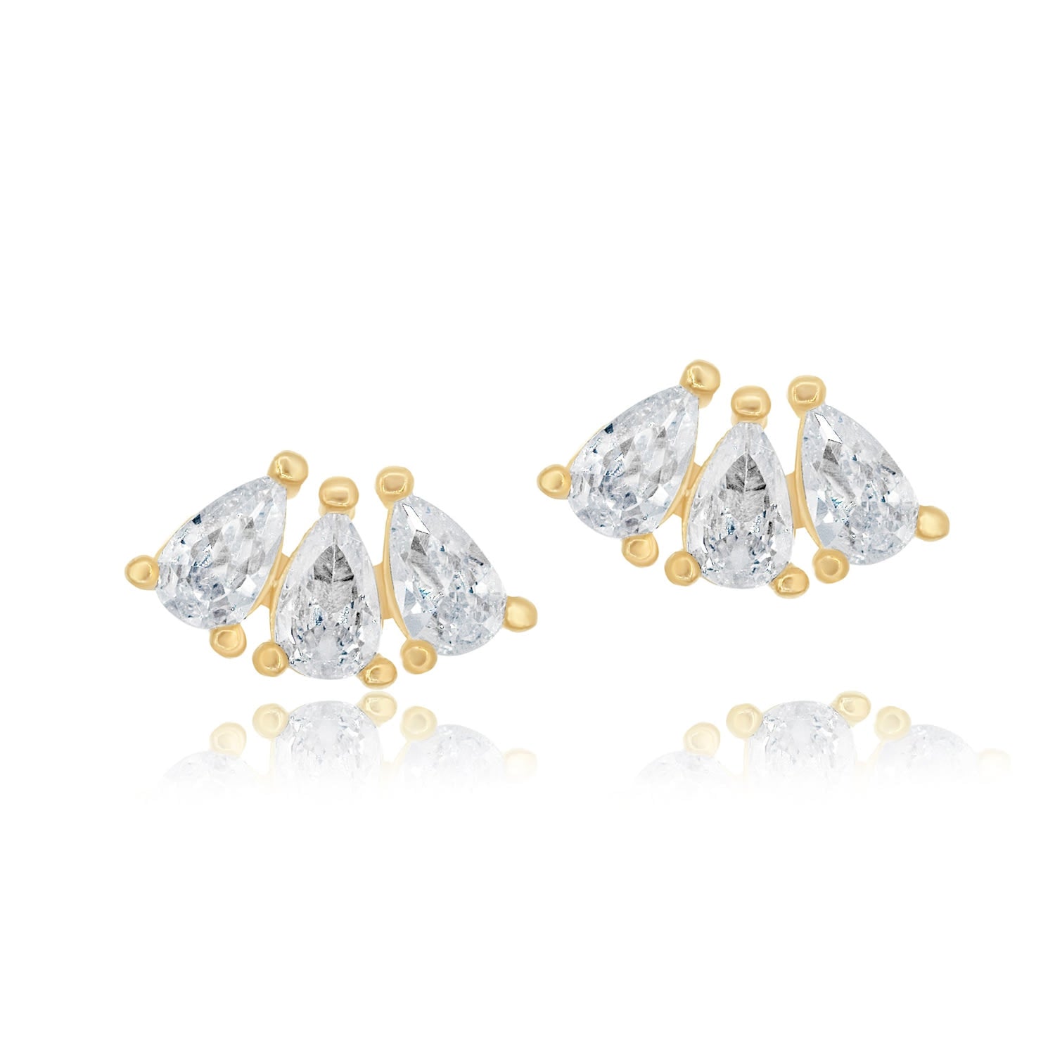 Mini Pear Shape Curved Studs - Gold