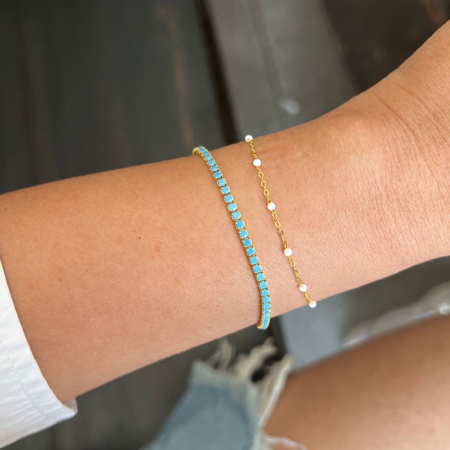 Mini Pearl Beaded Gold Bracelet