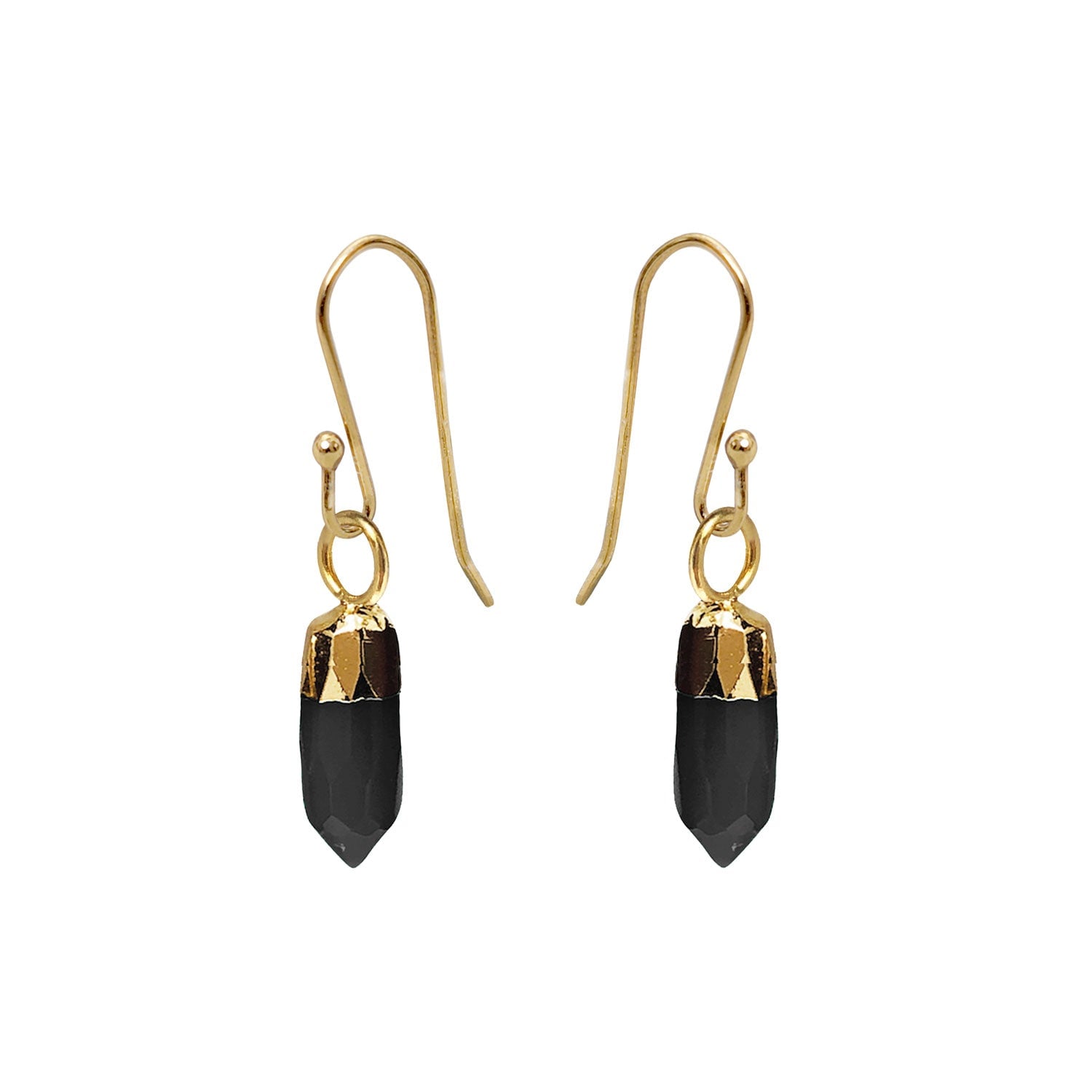 Mini Point Black Onyx Earrings