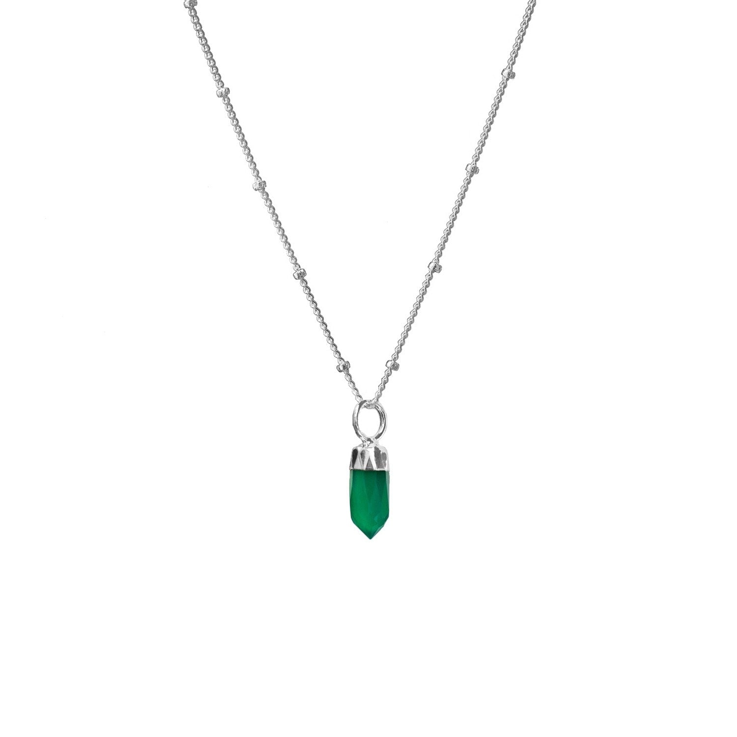 Mini Point Green Onyx On Sterling Silver