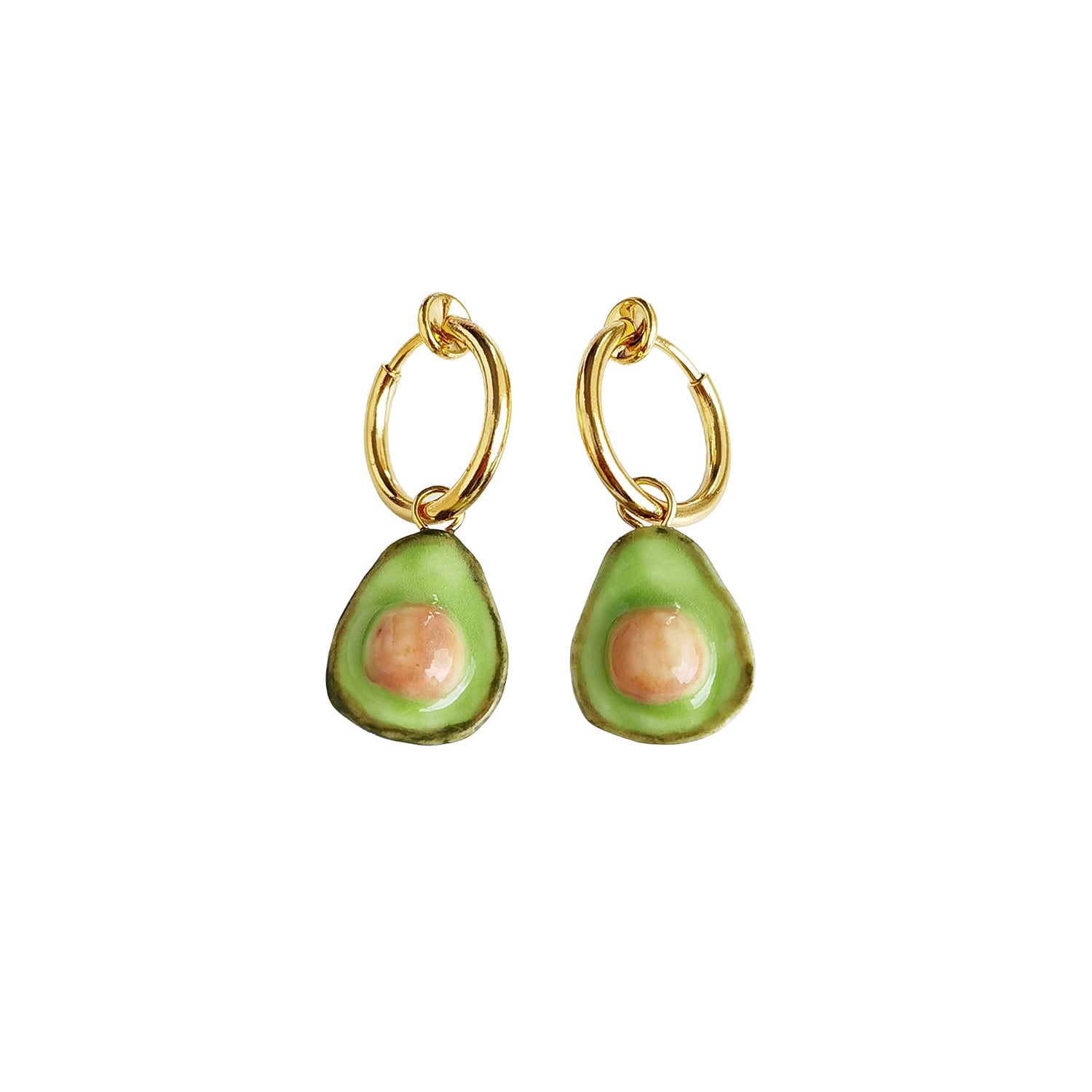 Mini Porcelain Avocado Clip On Earrings