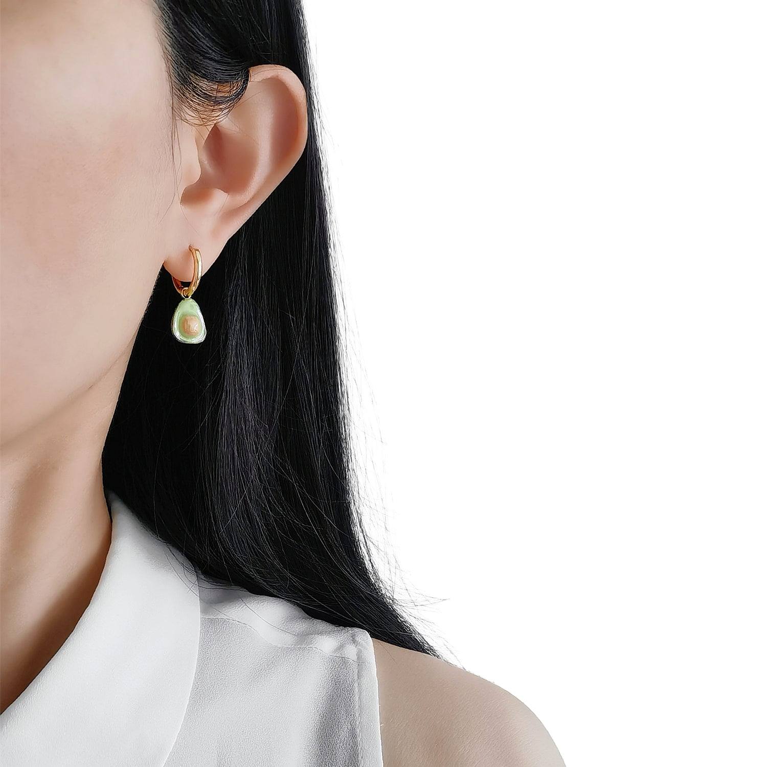 Mini Porcelain Avocado Earrings