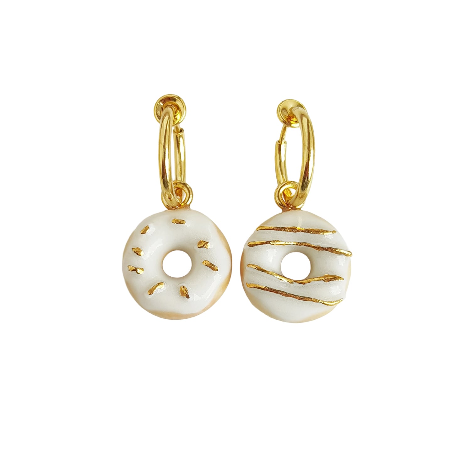 Mini Porcelain Doughnut Clip On Earrings