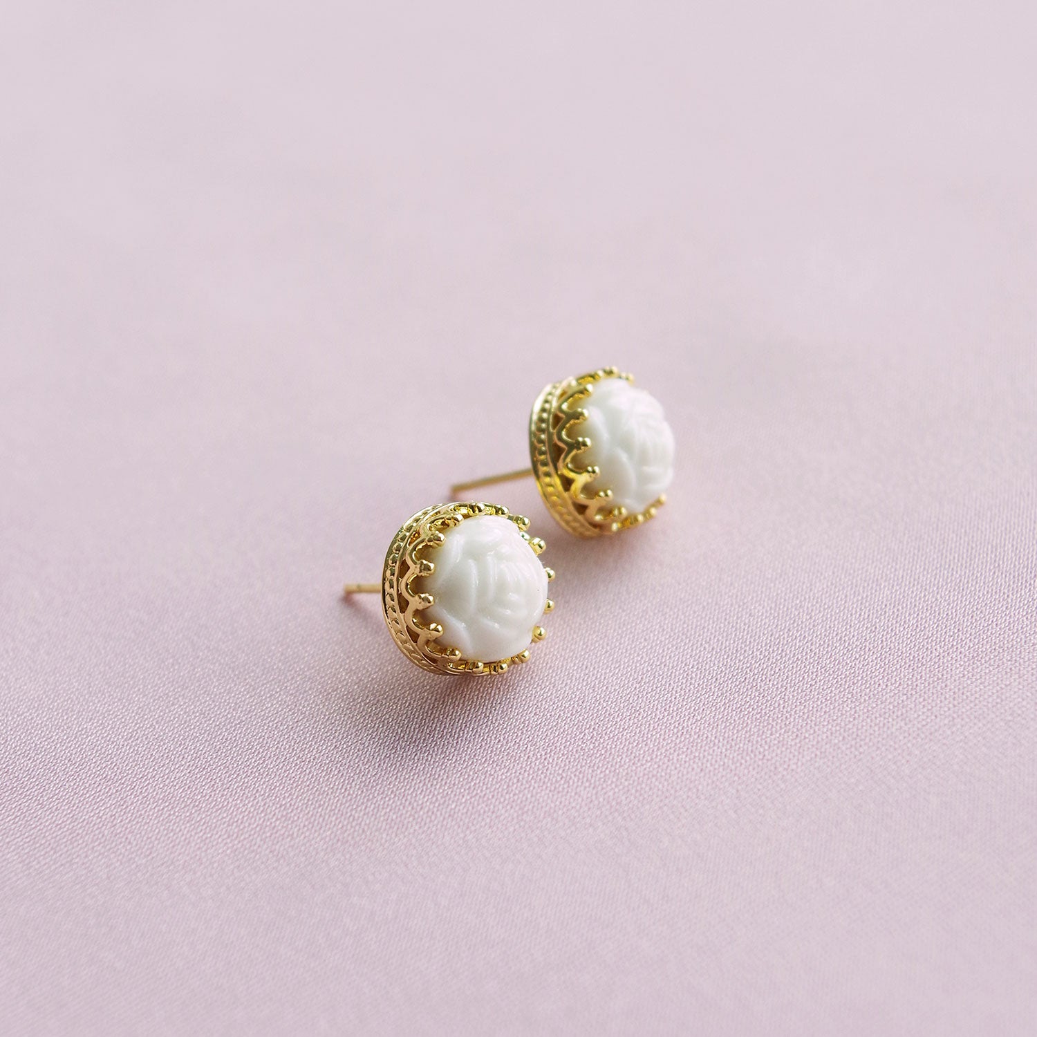 Mini Porcelain Rose Stud Earrings