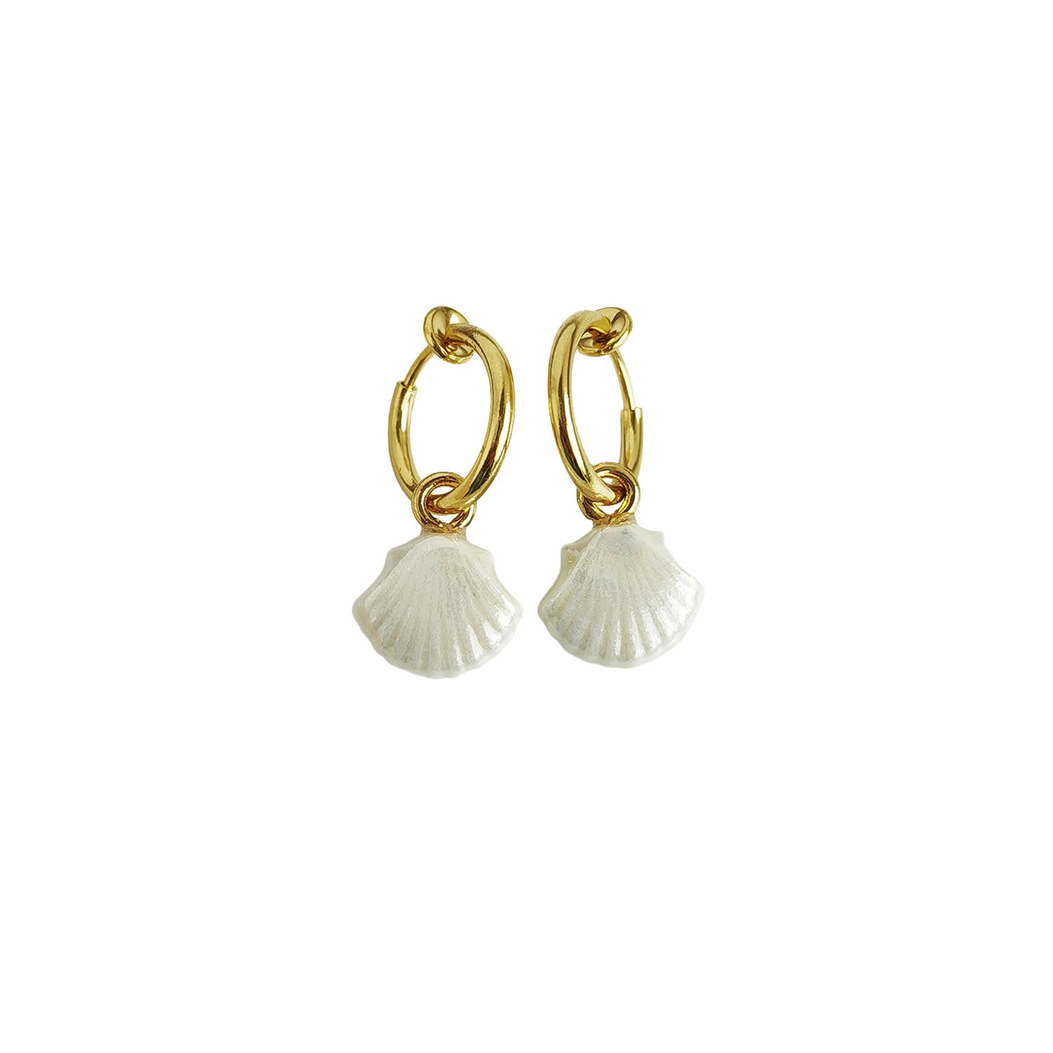 Mini Porcelain Seashell Clip On Earrings