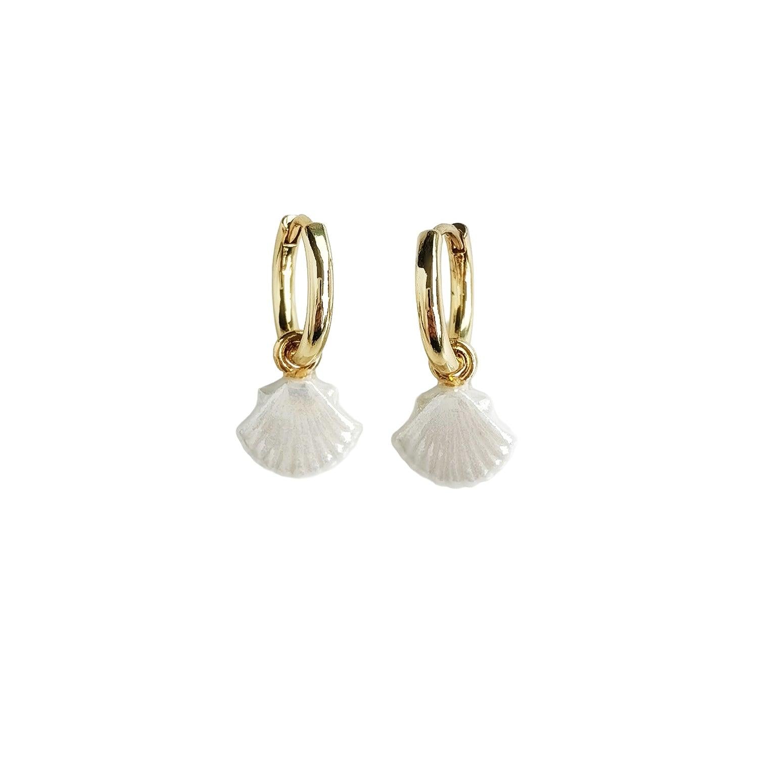 Mini Porcelain Seashell Earrings