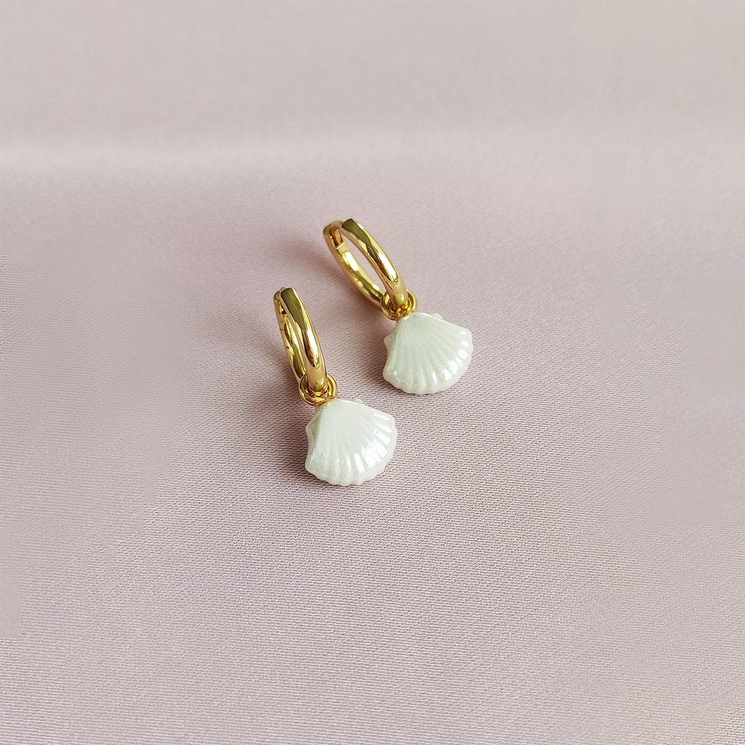 Mini Porcelain Seashell Earrings