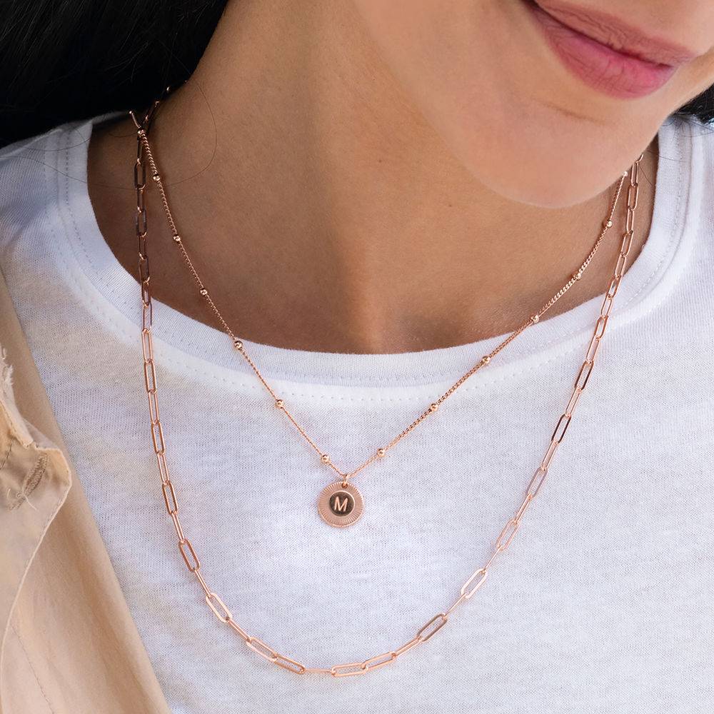 Mini Rayos Initial Necklace in 18k Rose Gold Plating