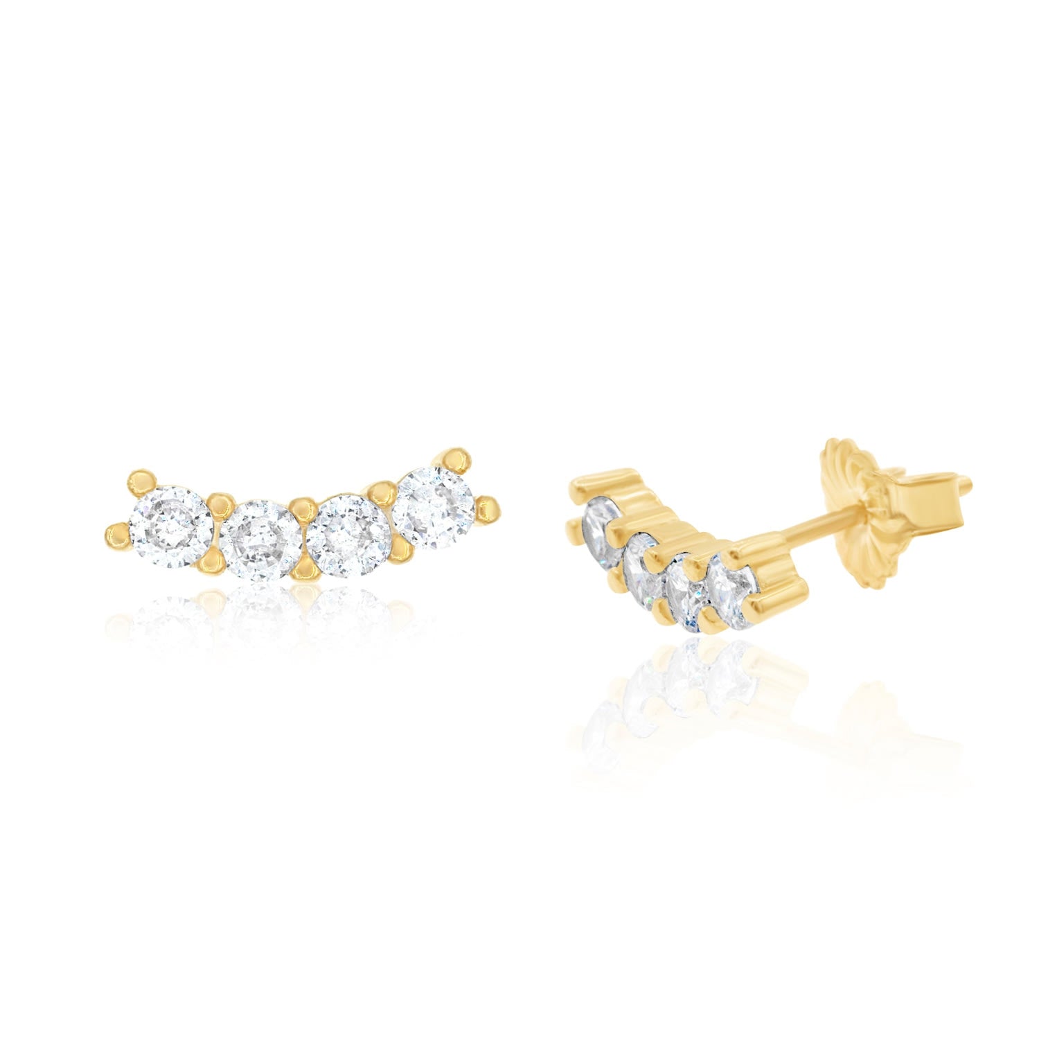 Mini Round Curved Bar Studs - Gold