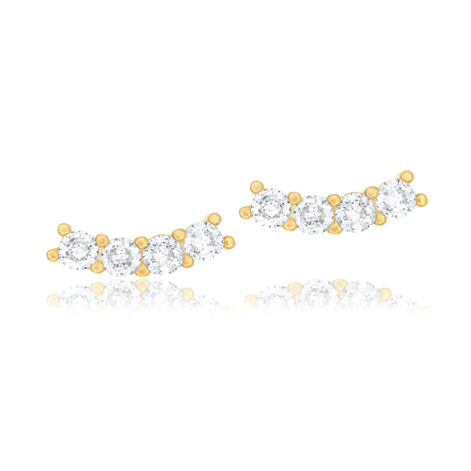 Mini Round Curved Bar Studs - Gold