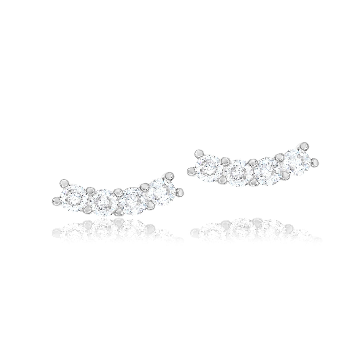 Mini Round Curved Bar Studs - Silver