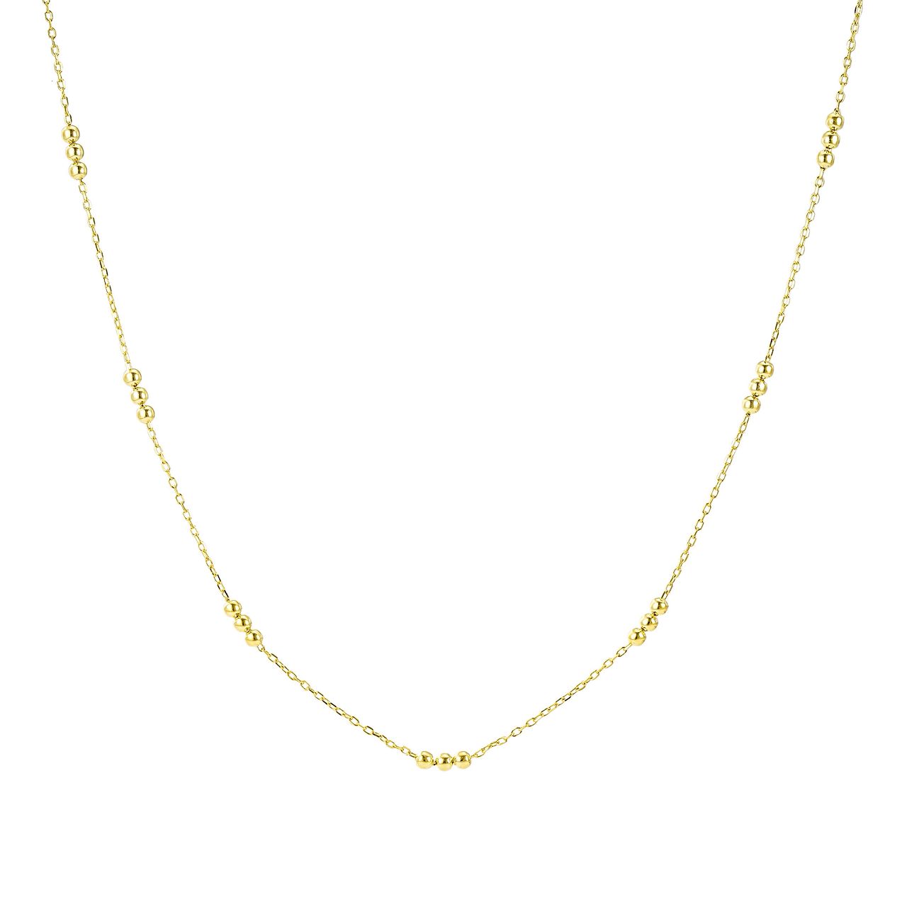 Mini Trio Gold Bead Station Chain Necklace
